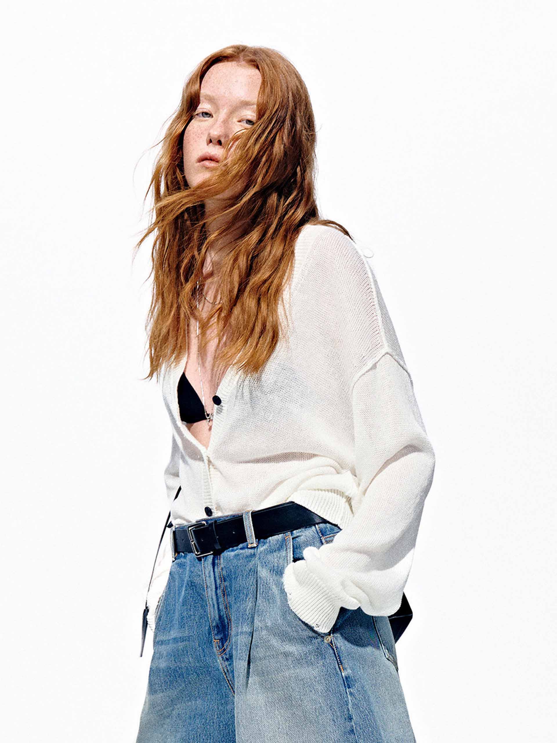 Linen Blend Ripped Cardigan - Image 3
