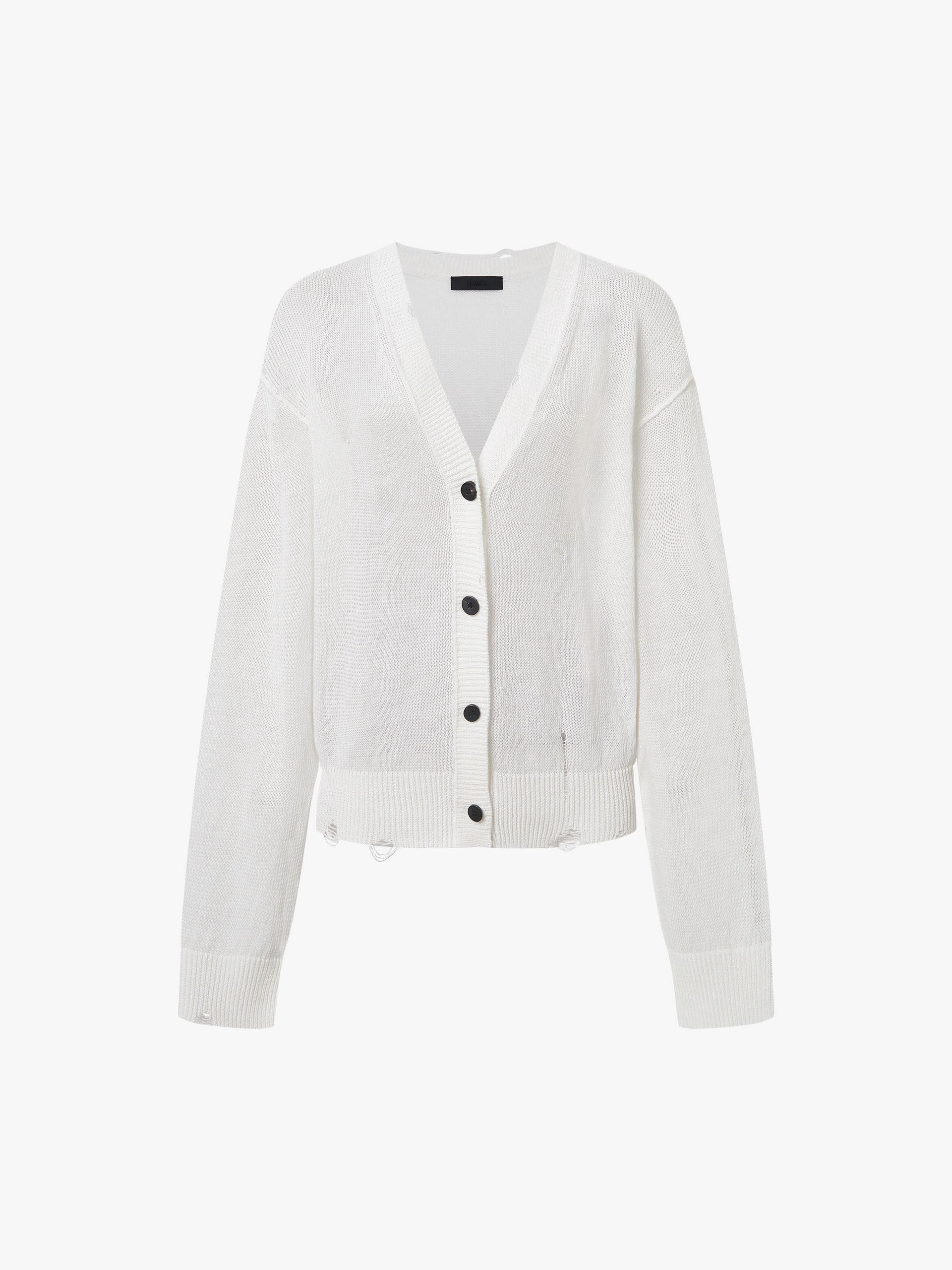 Linen Blend Ripped Cardigan - Image 5