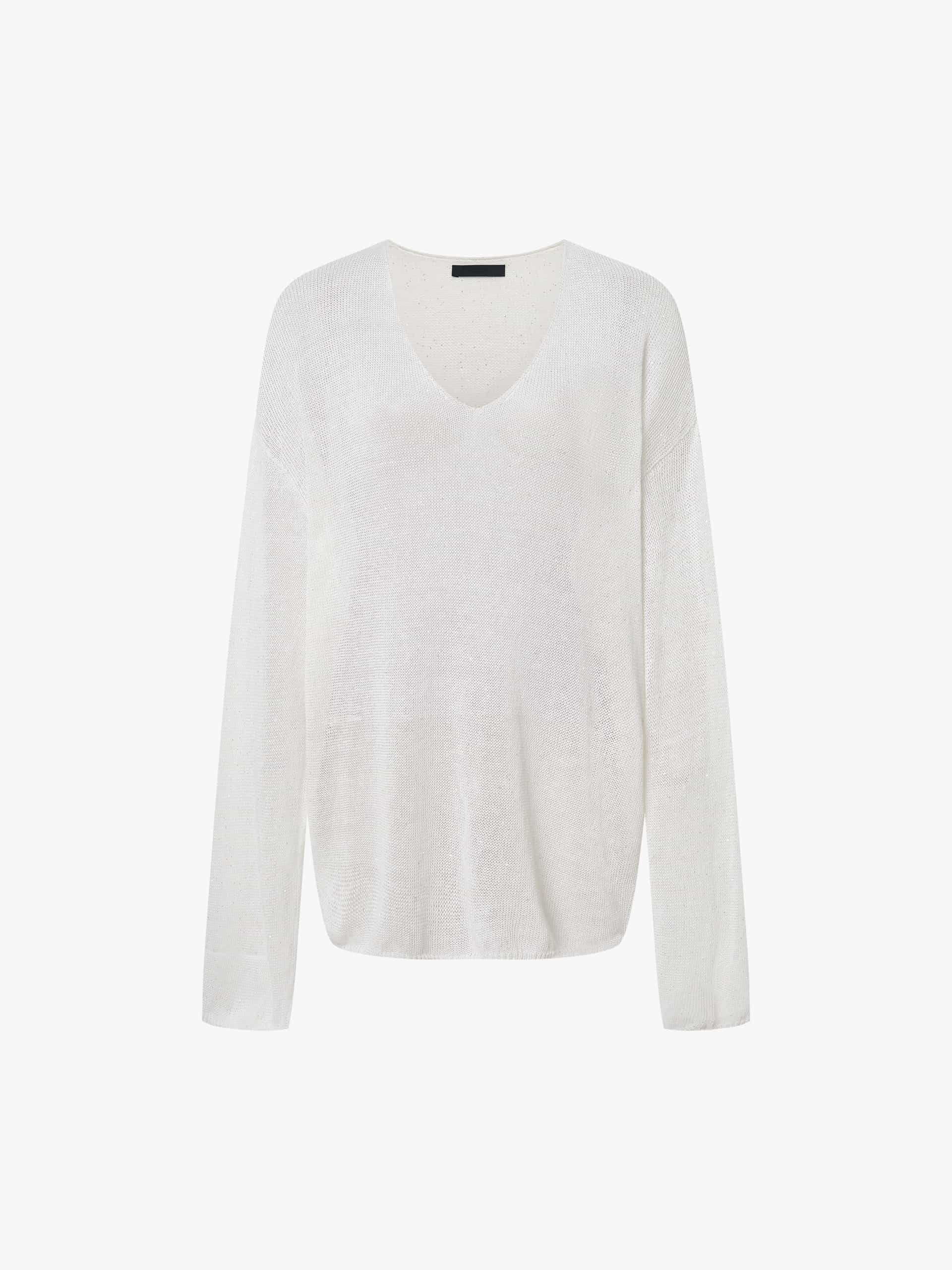 Linen Blend Sheer Knit Sweater - Image 13