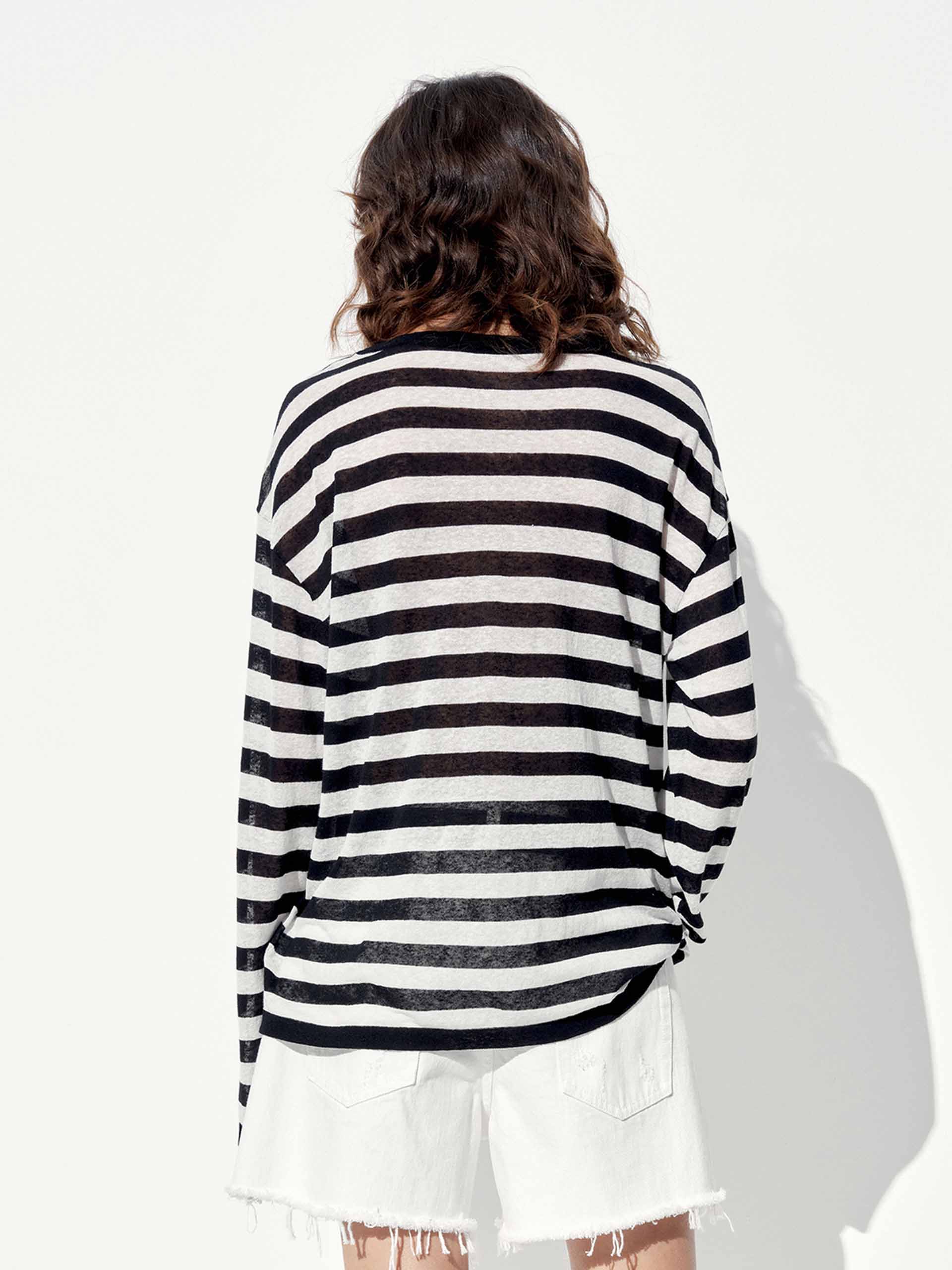 Linen Blend Striped Sweater - Image 3