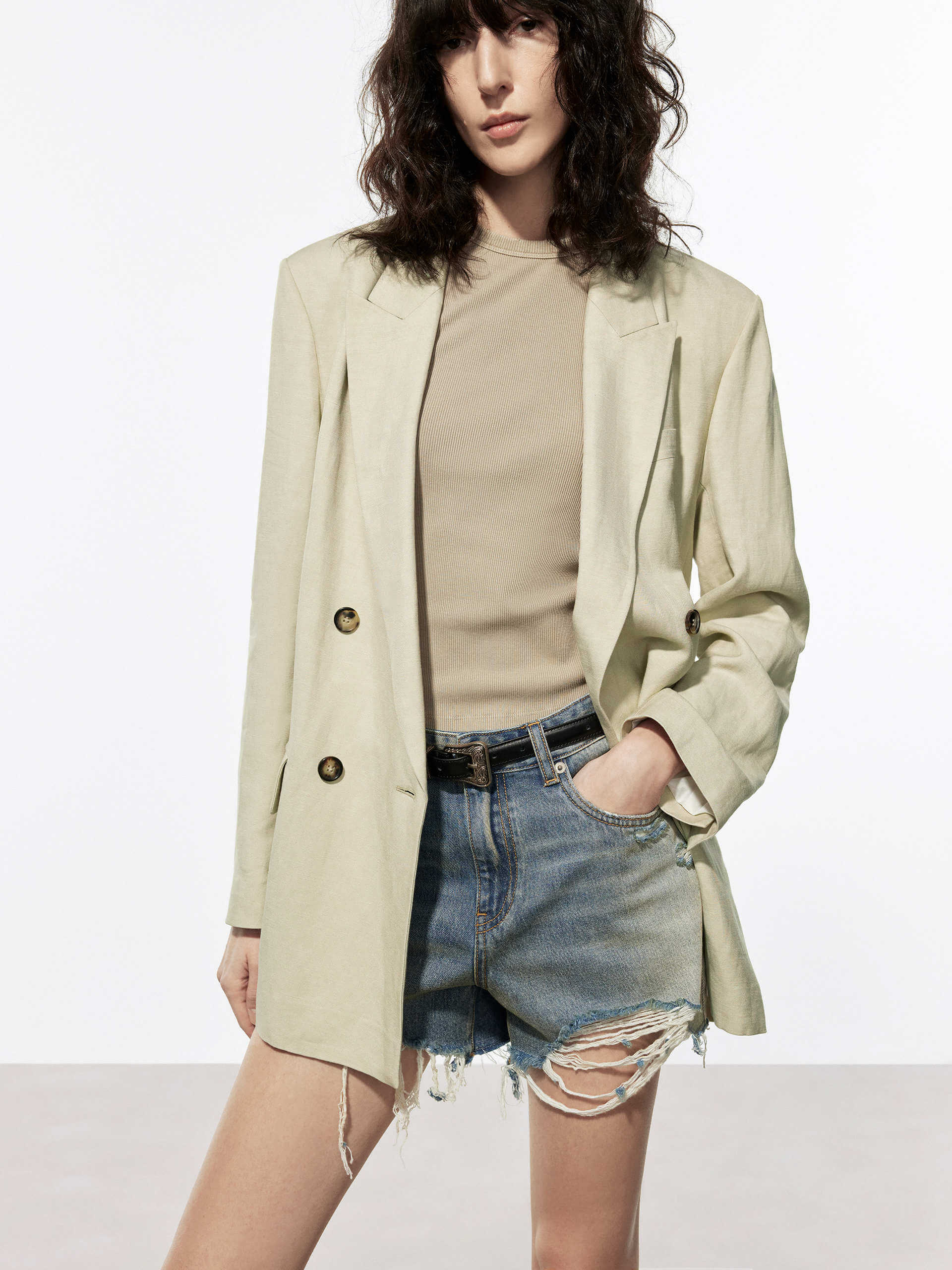 Linen Blend Tailored Blazer - Image 9