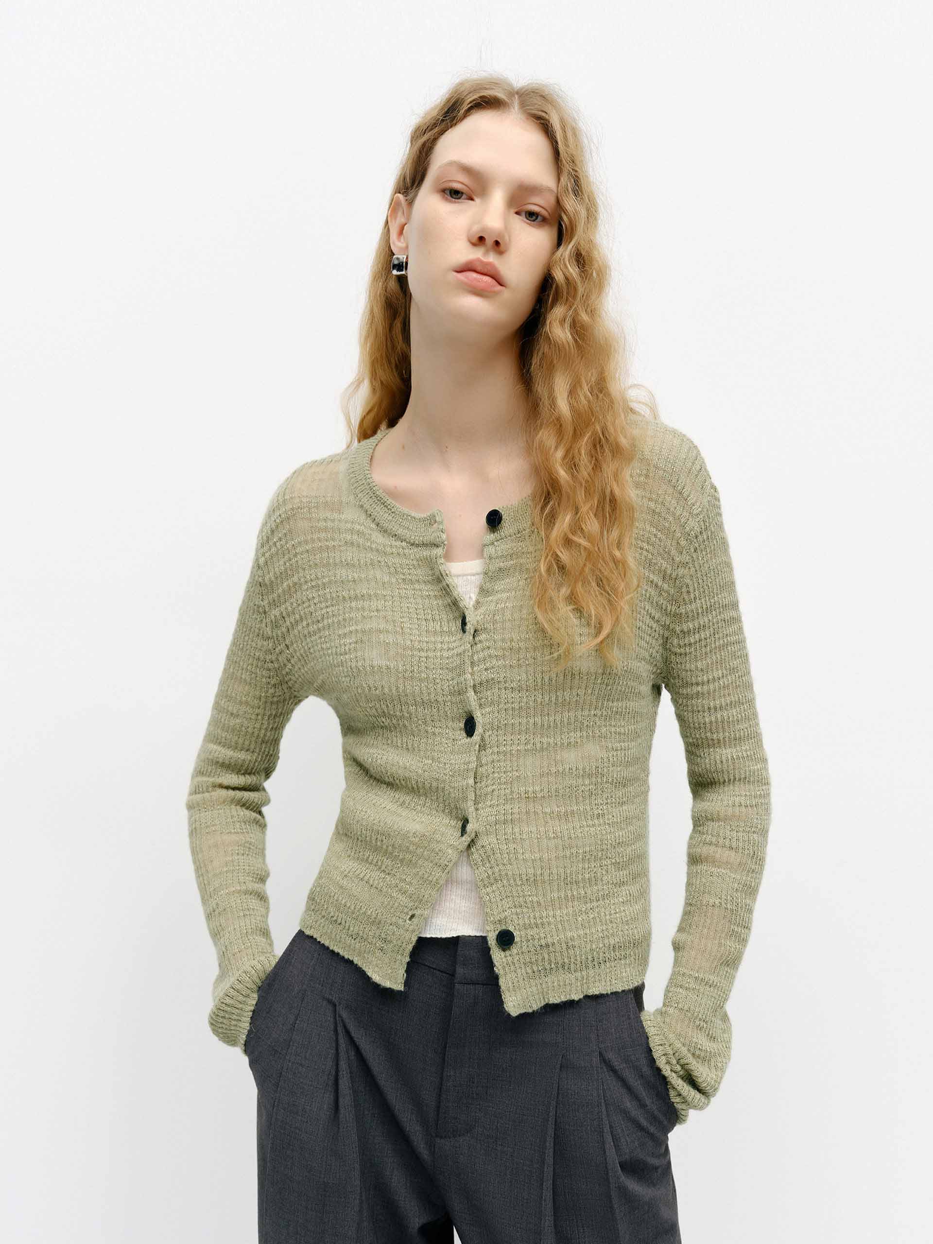 Linen Blend Textured Cardigan - Image 17