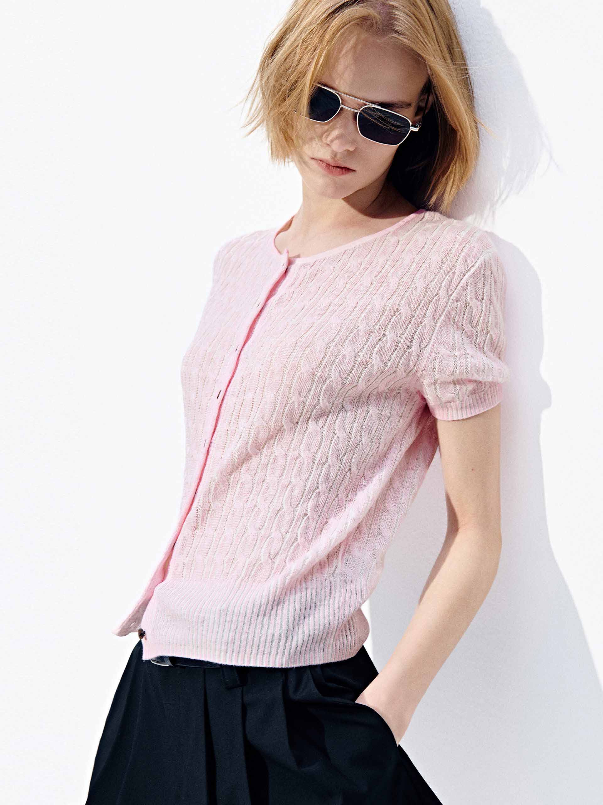Linen Cotton Cable Knit Cardigan - Image 14