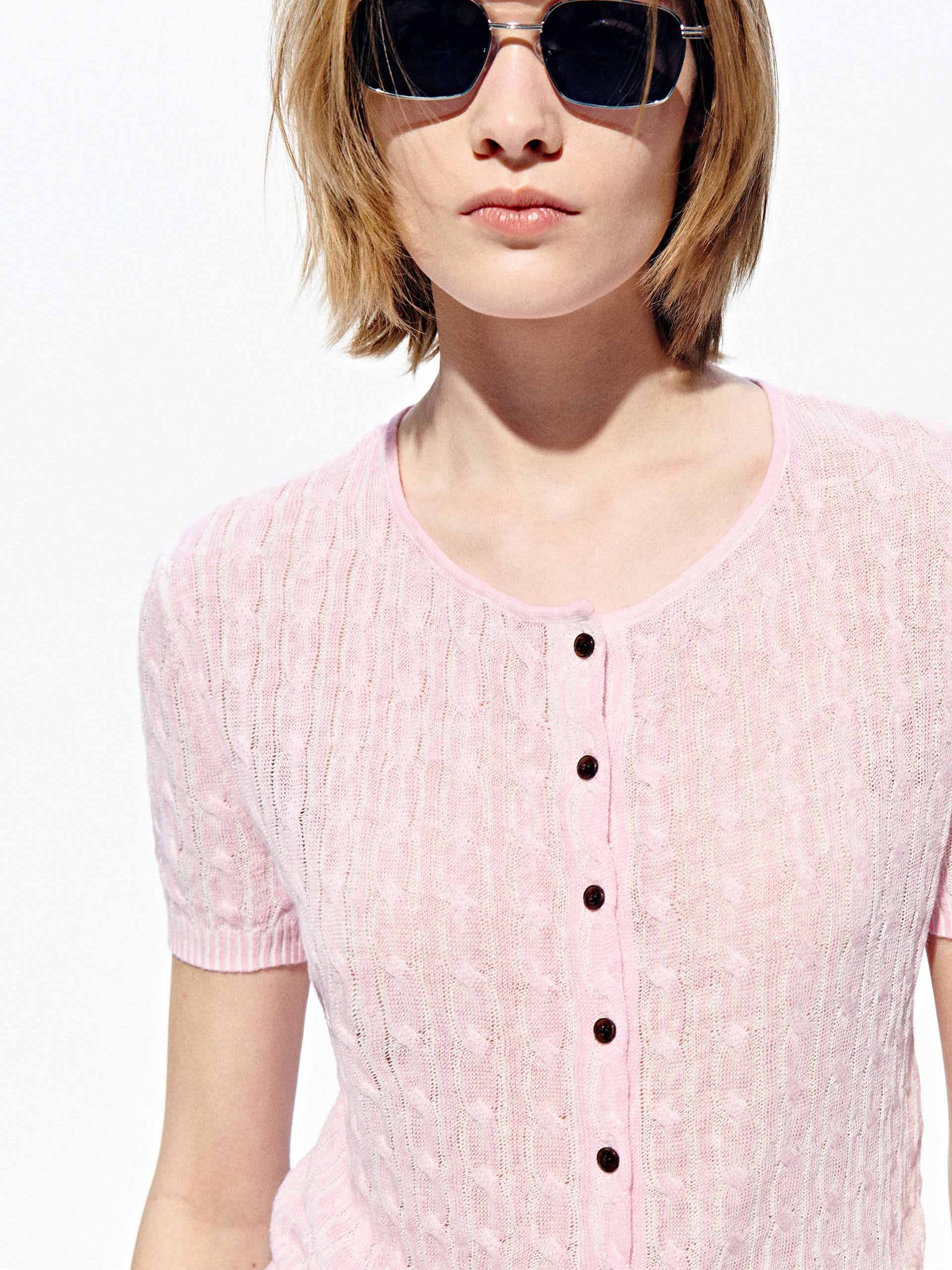 Linen Cotton Cable Knit Cardigan - Image 16