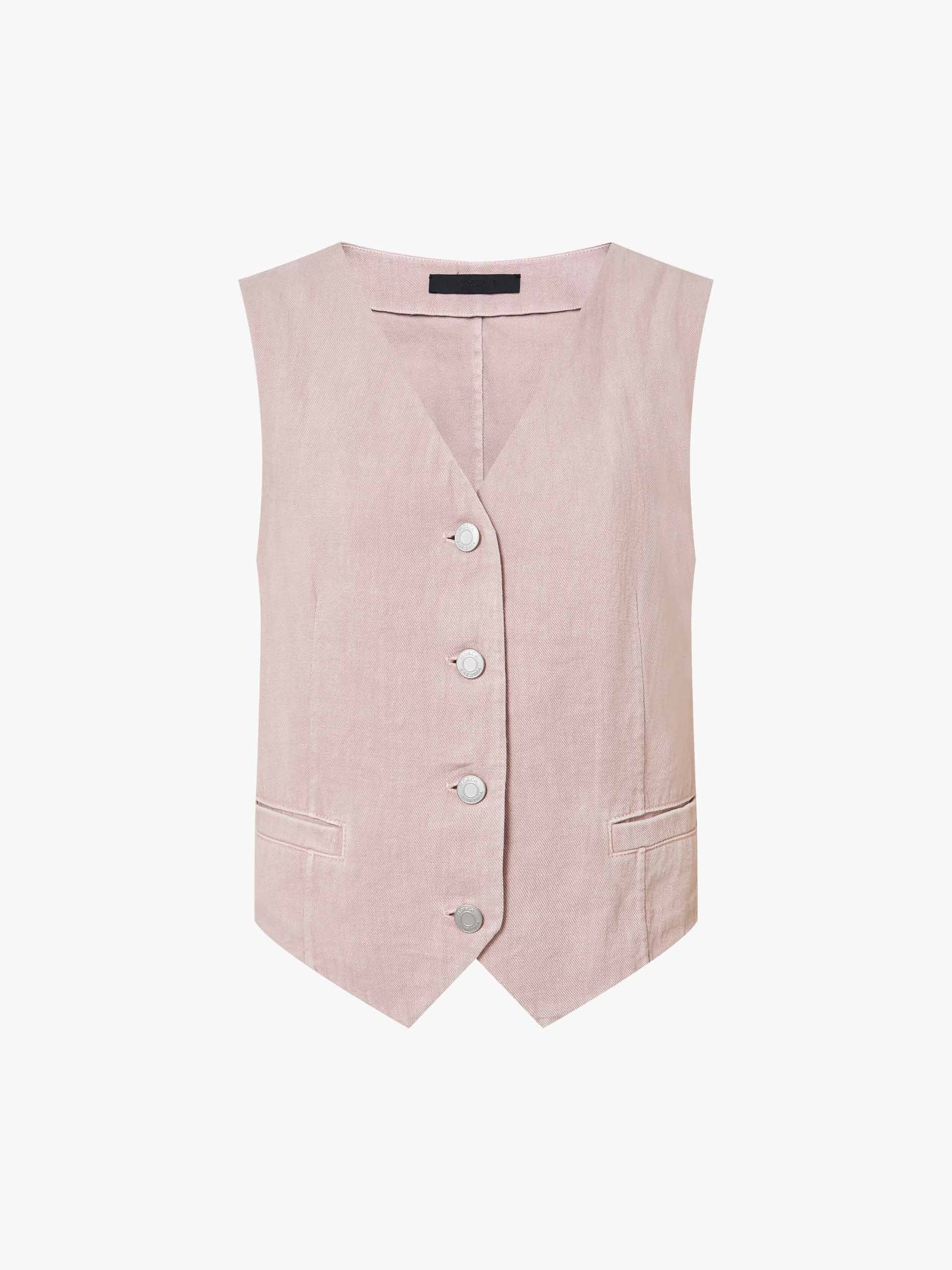 Linen Cotton Pink Waistcoat - Image 5