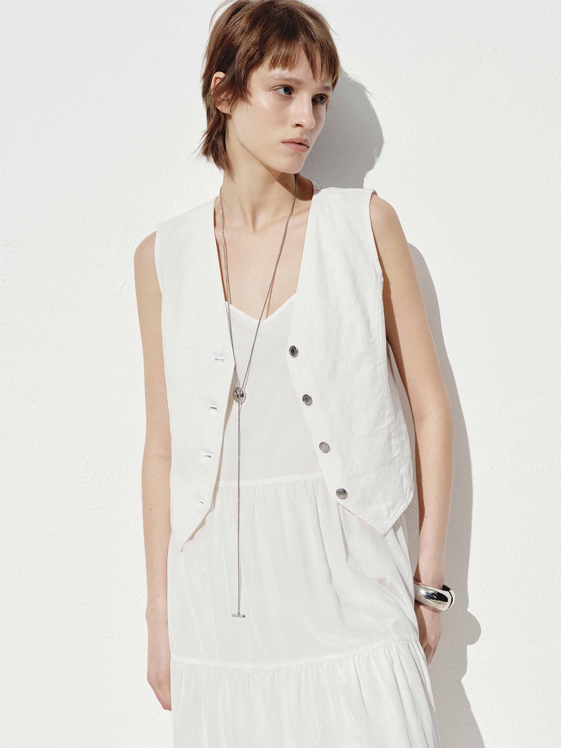 Linen Cotton Short Waistcoat - Image 7