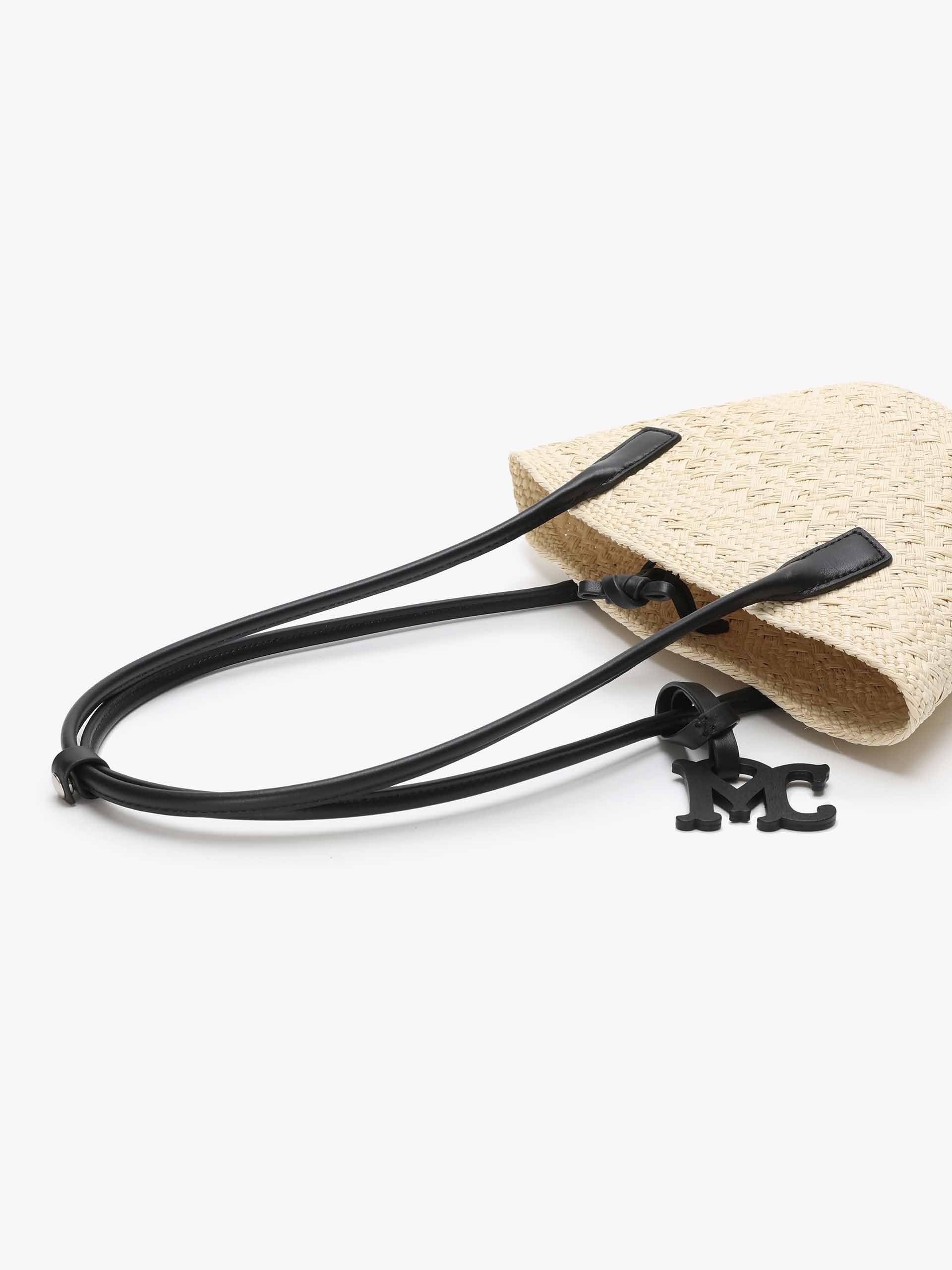 Logo Detail Straw Shoulder Bag - Image 5