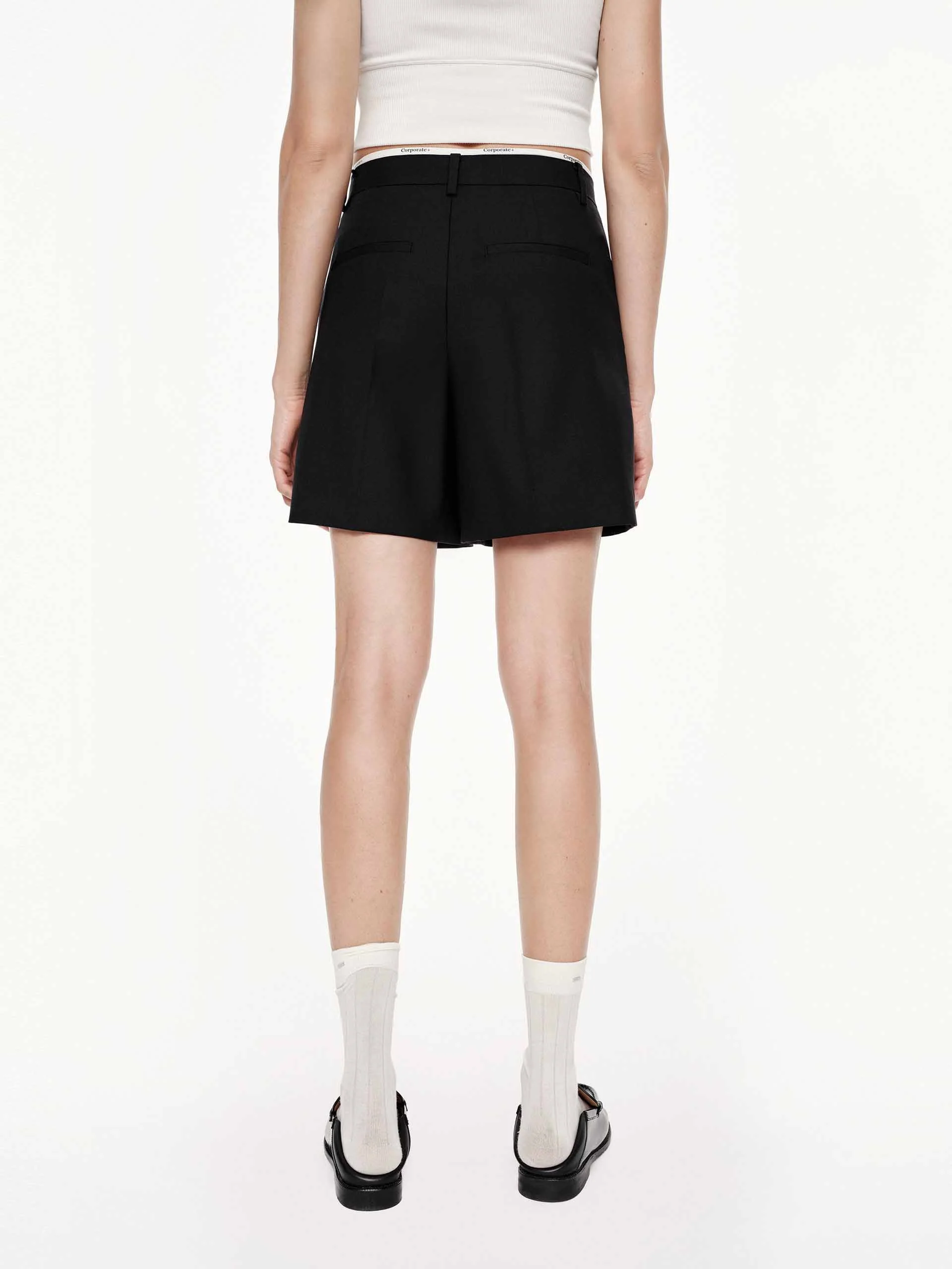 Logo Waistband Wool Shorts - Image 6