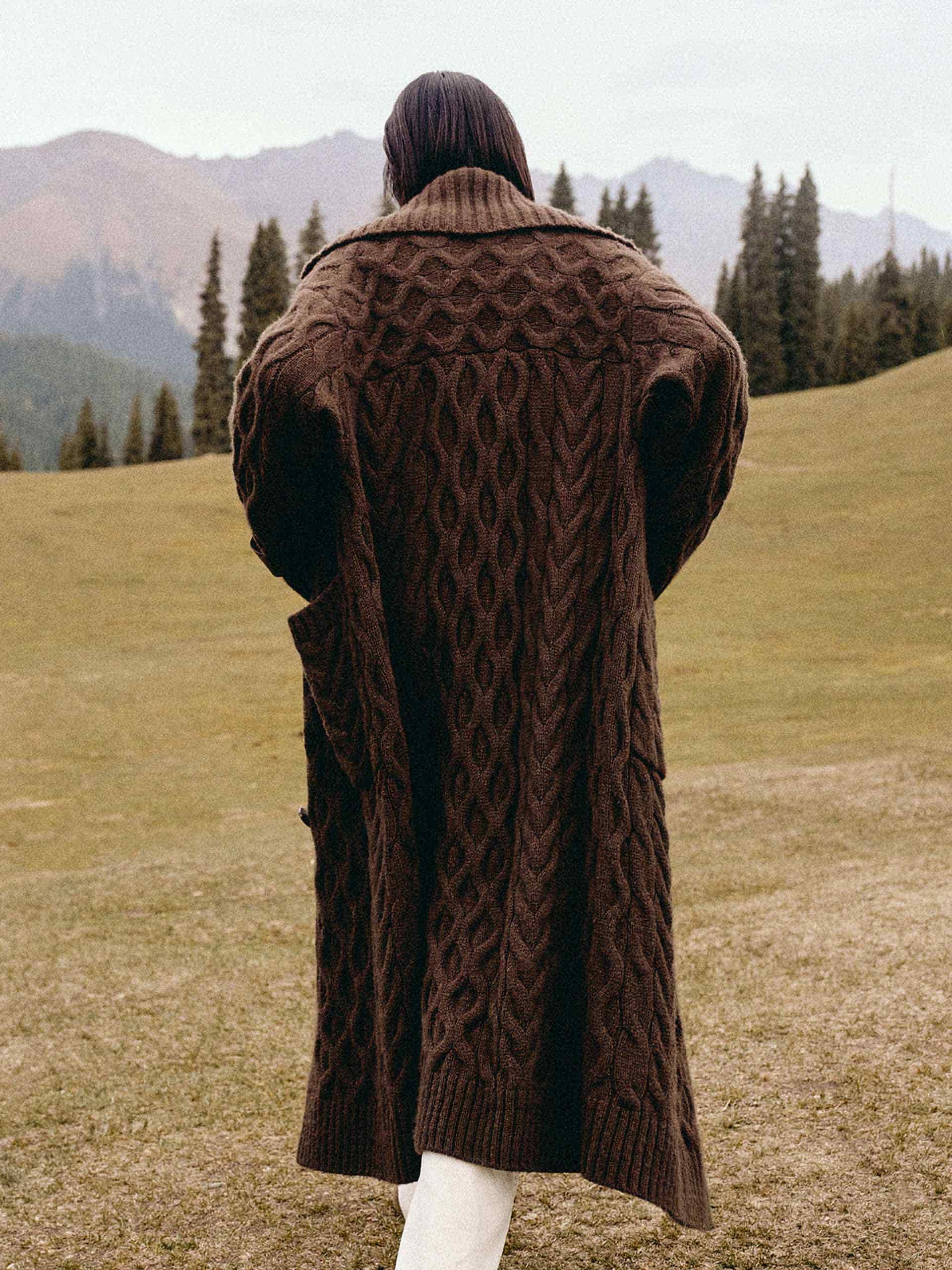 Long Cable Knit Cardigan - Image 2