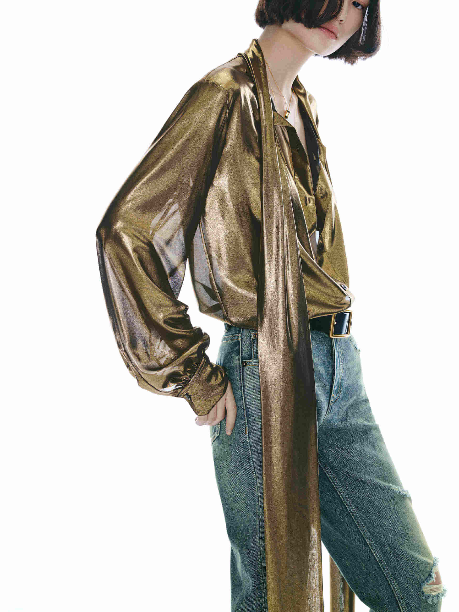 Long Sleeve Tie Blouse - Image 7