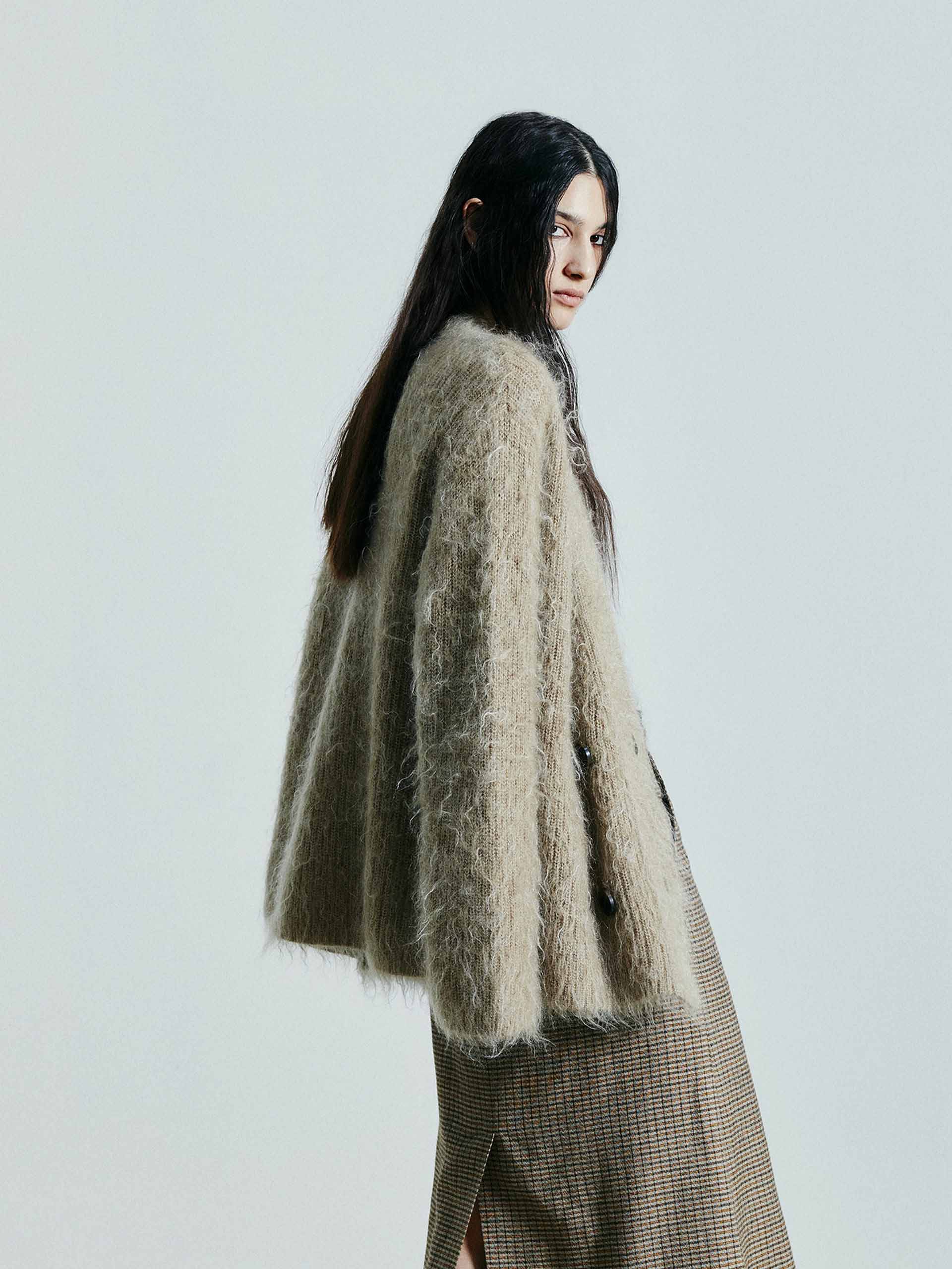 Loose Brushed Knitted Cardigan - Image 3