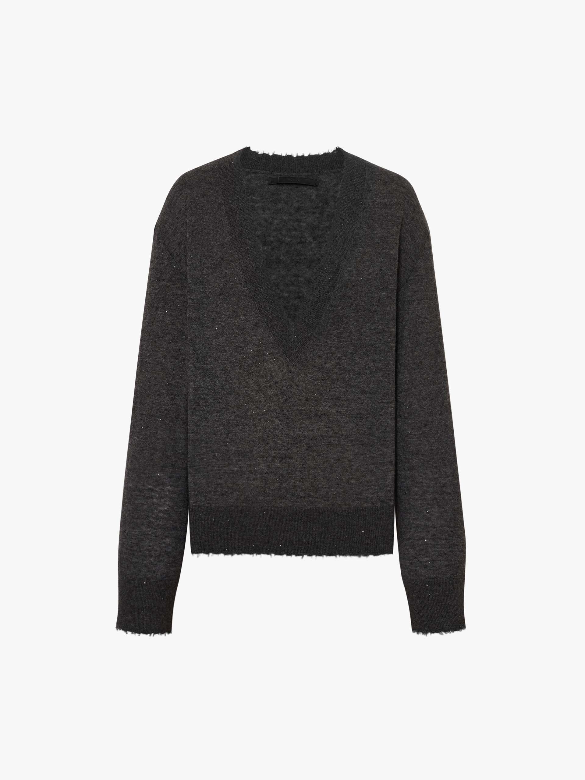 Loose V-neck Knit Sweater - Image 12