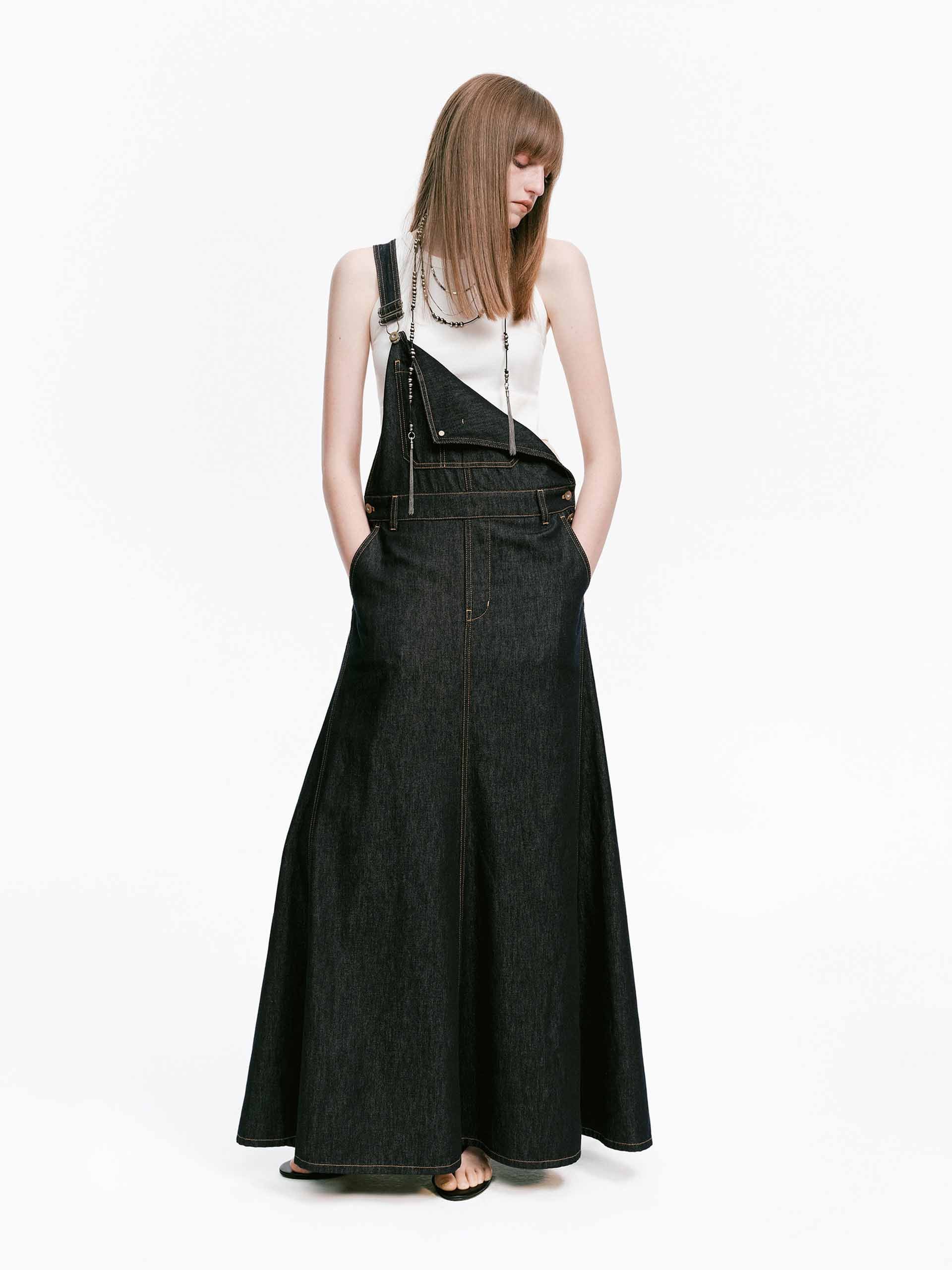Maxi Denim Overalls Dress