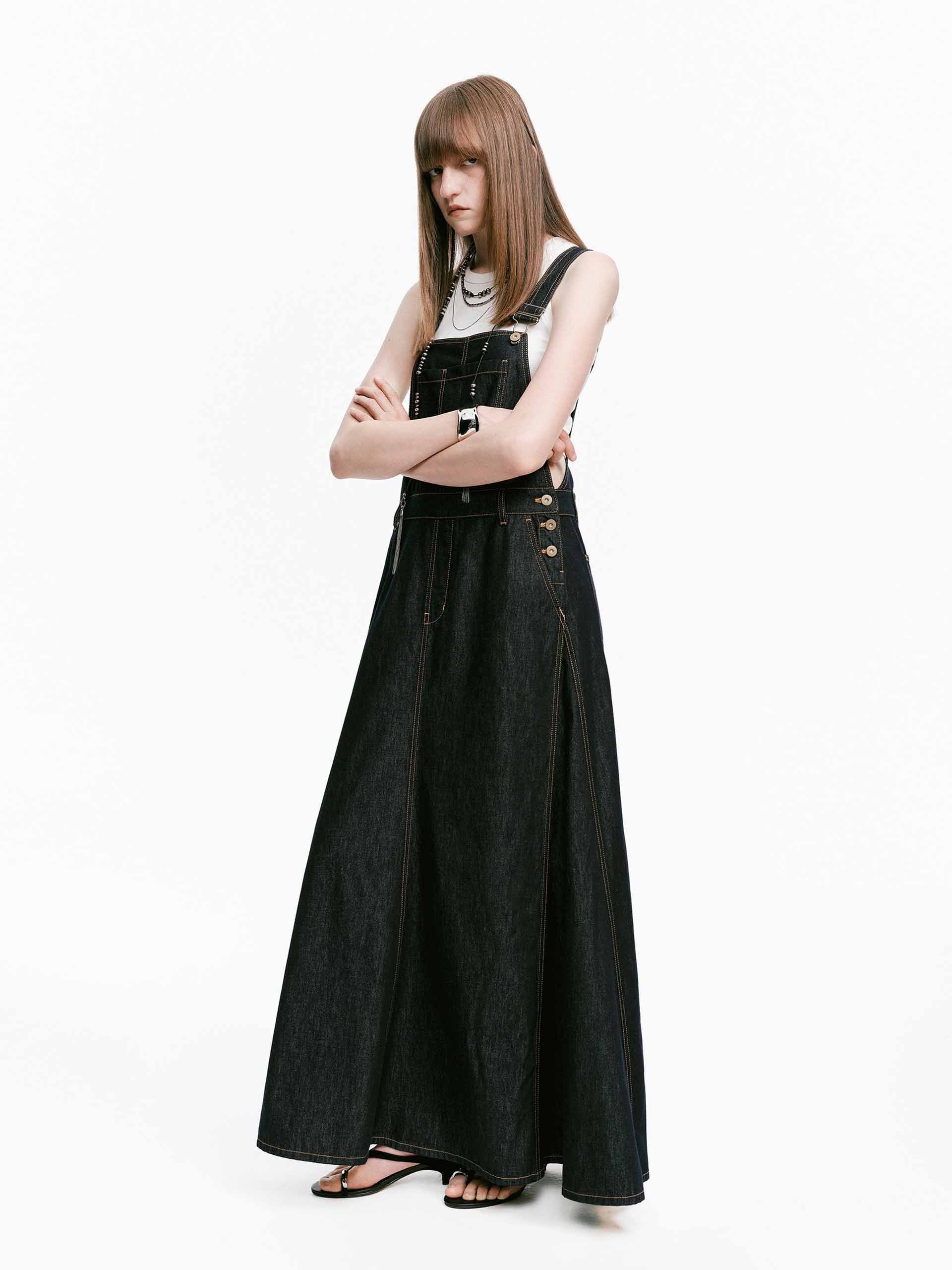 Maxi Denim Overalls Dress - Image 2