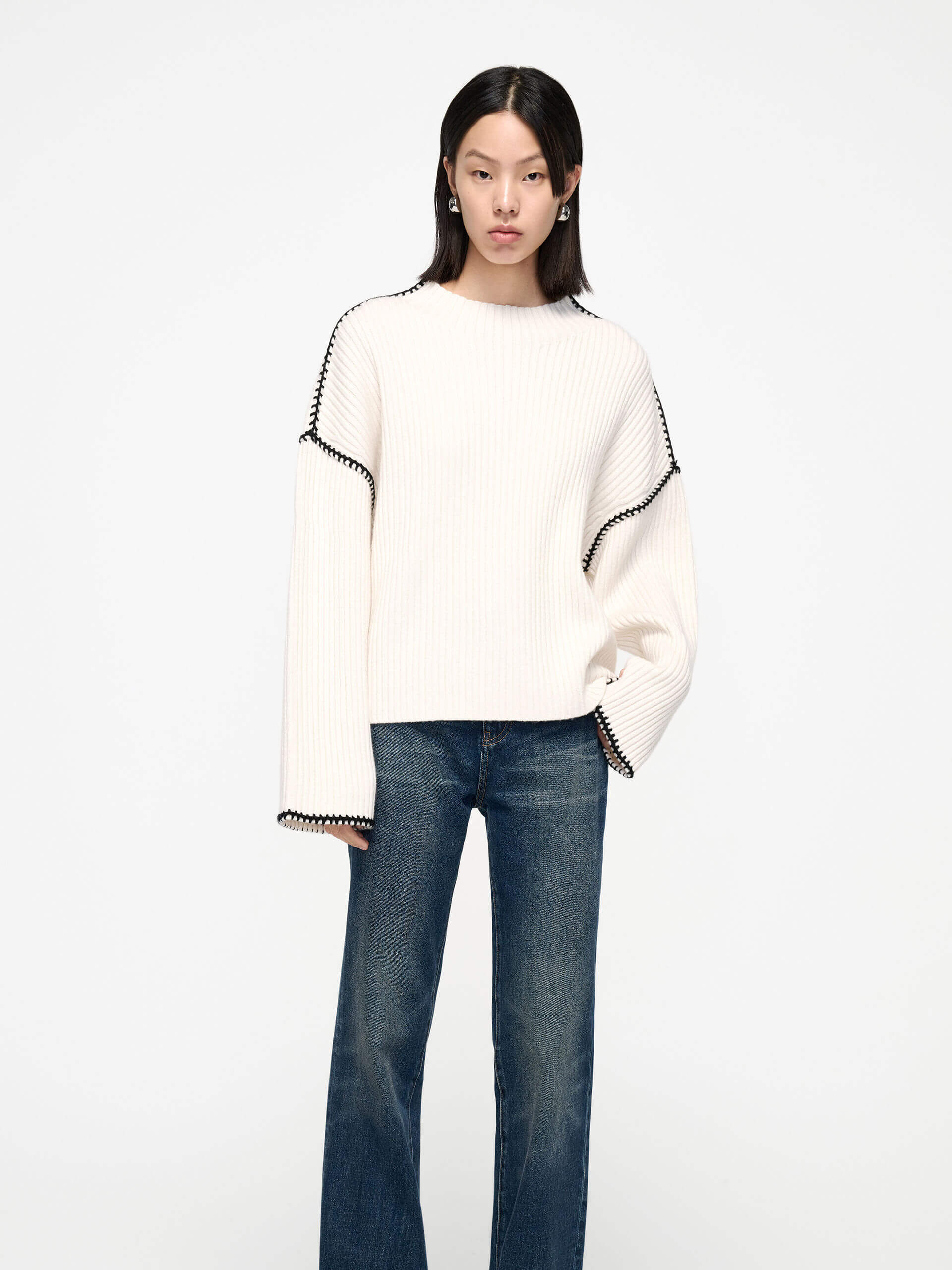 Merino Wool Contrast Sweater - Image 7