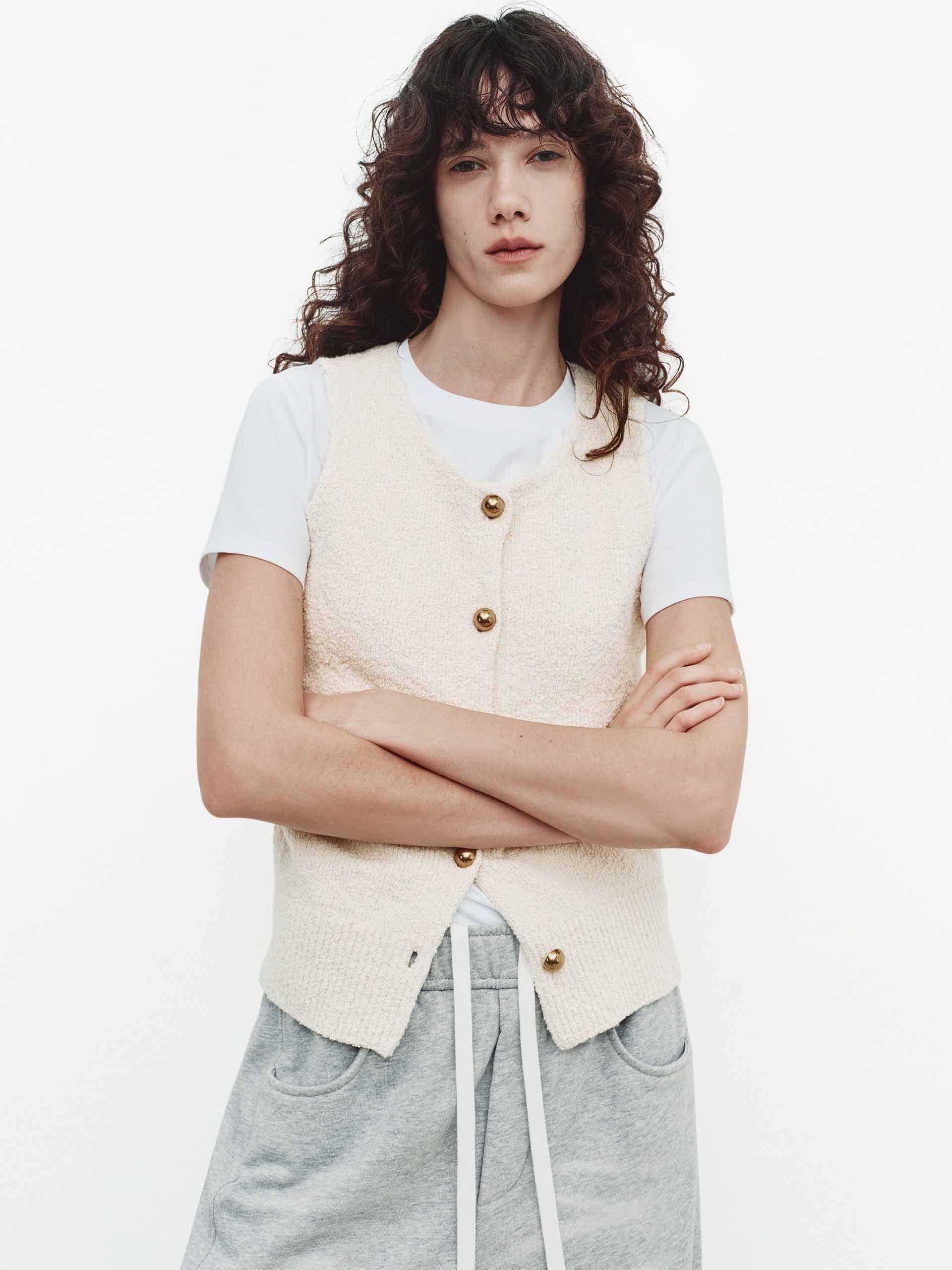Metal Button Knitted Vest