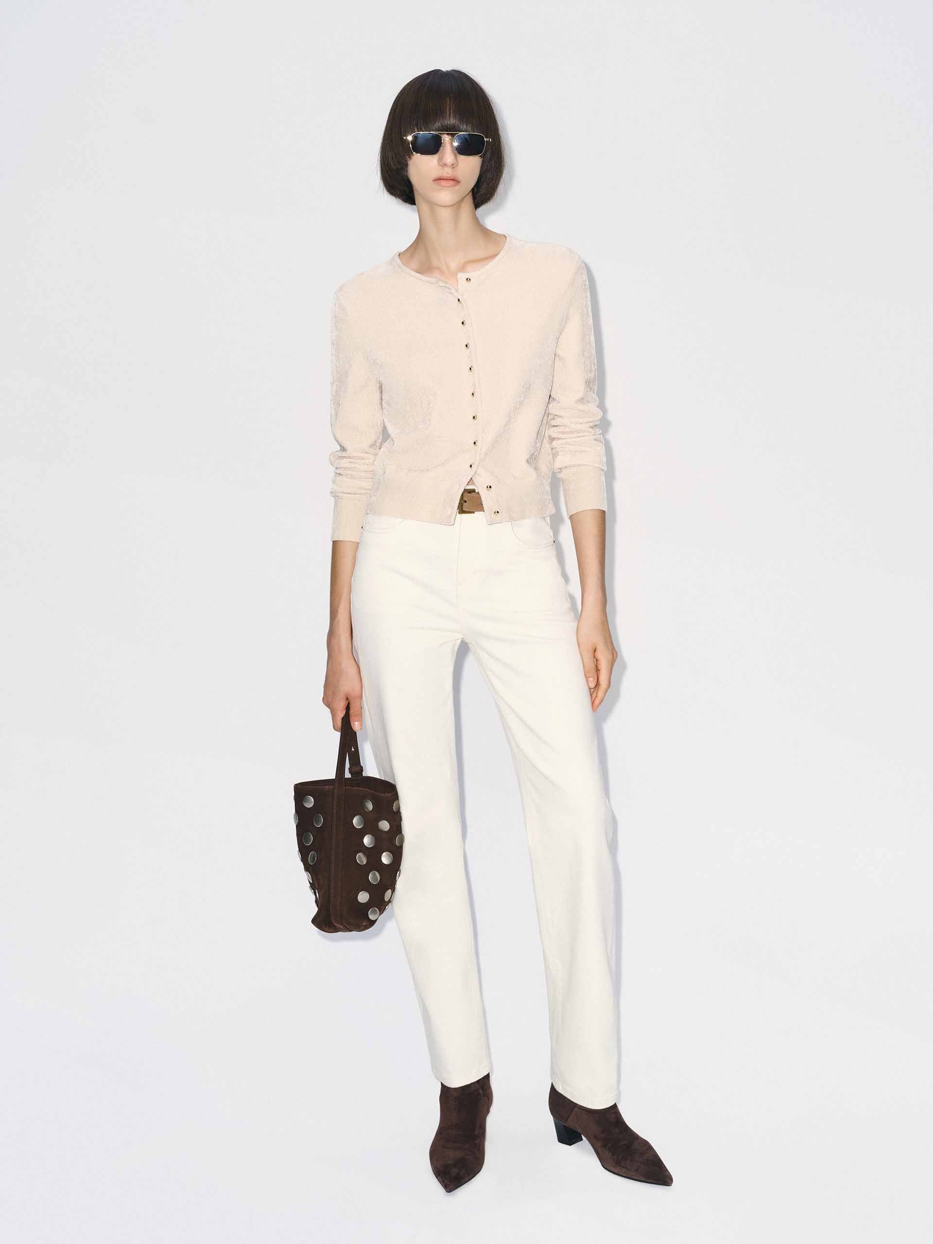Metal Button Soft Cardigan - Image 2
