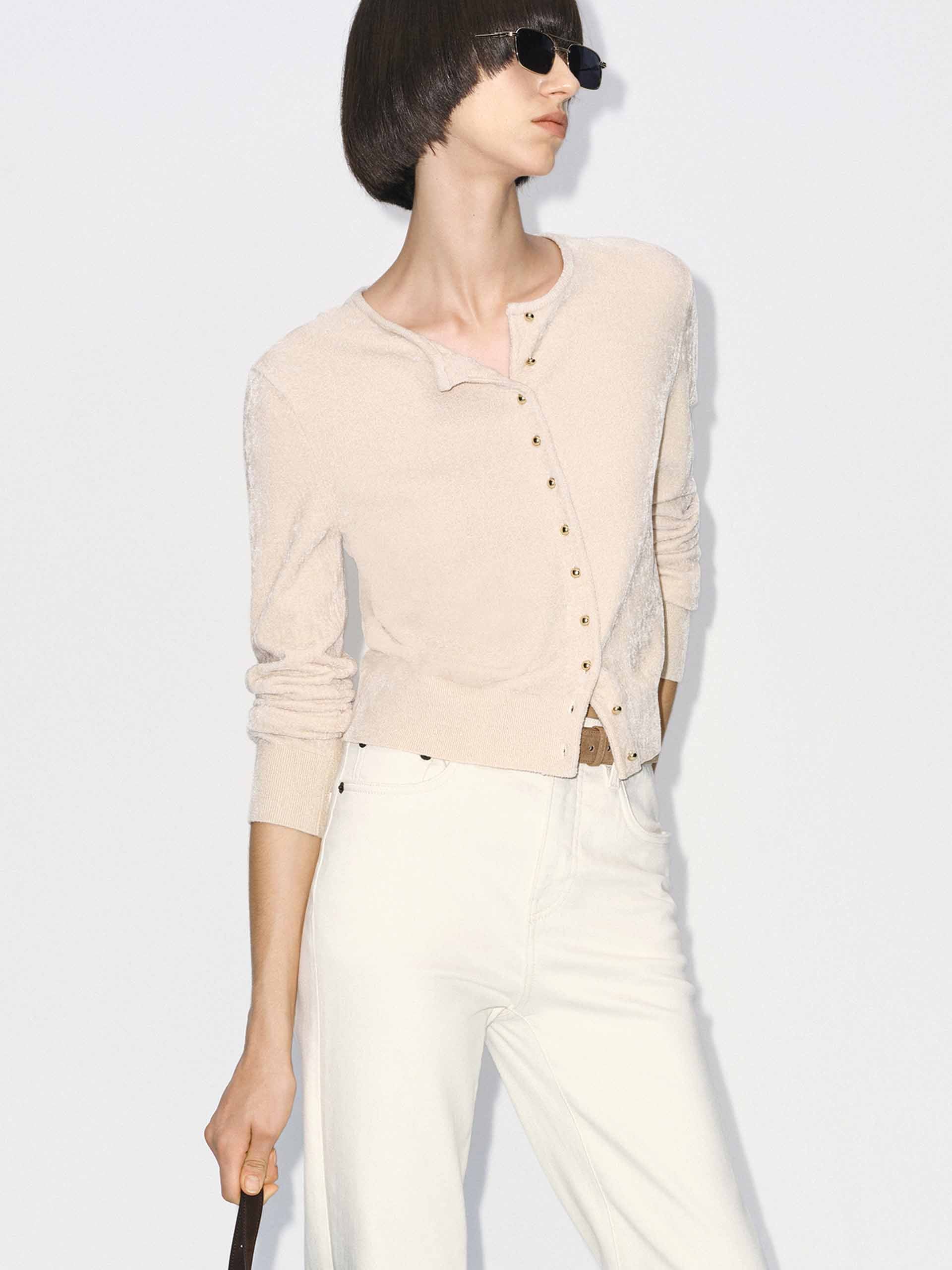 Metal Button Soft Cardigan - Image 3