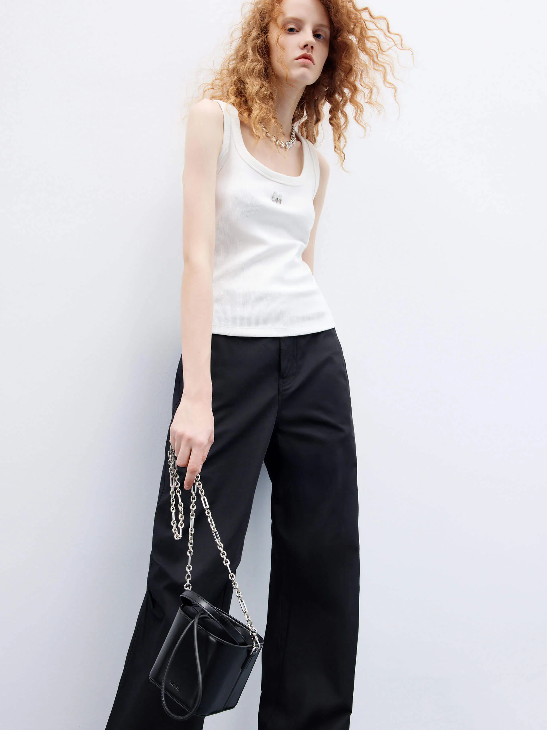 Metal M Detail Ribbed Tank Top - Image 8