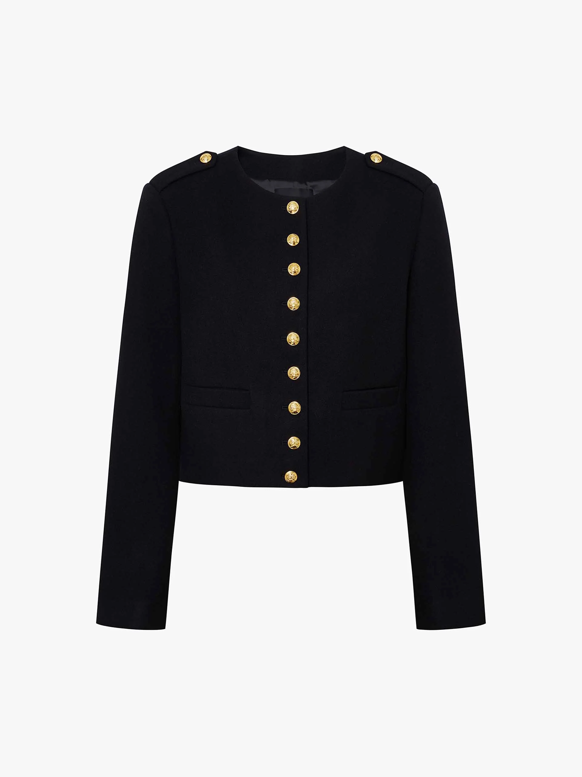 Metallic Button Cropped Coat - Image 5