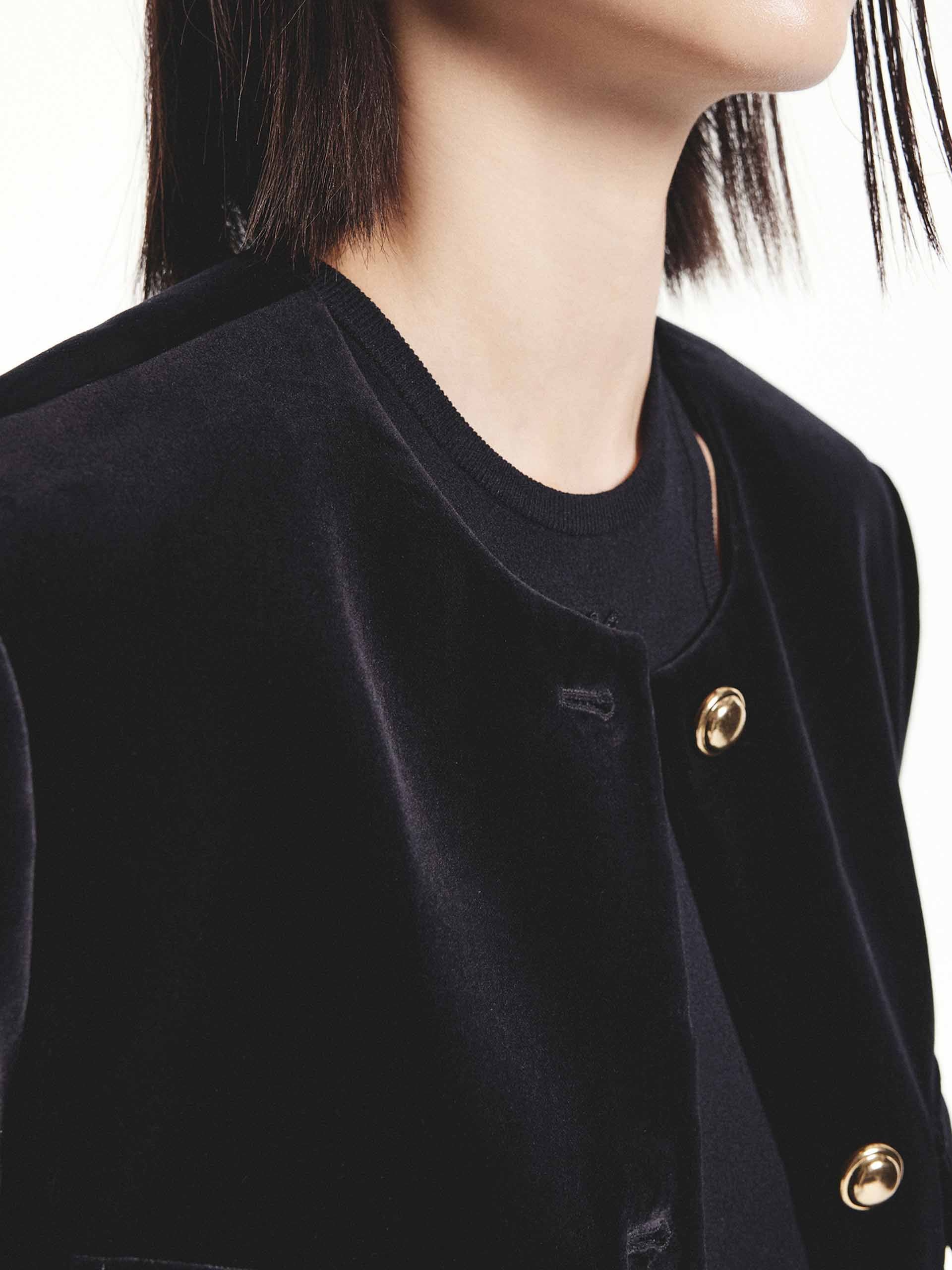 Metallic Button Cropped Jacket - Image 7