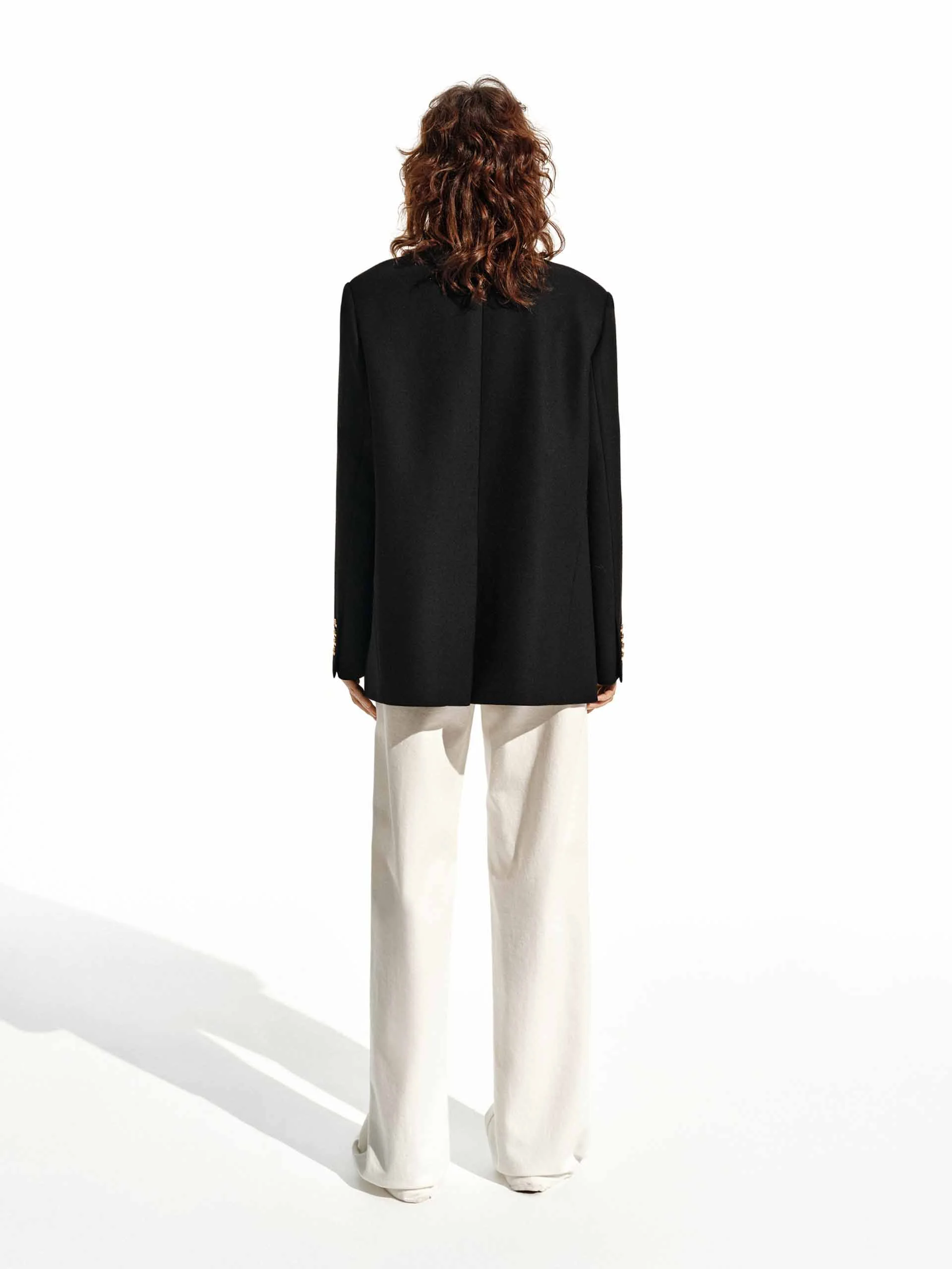 Metallic Button Wool Blazer - Image 3