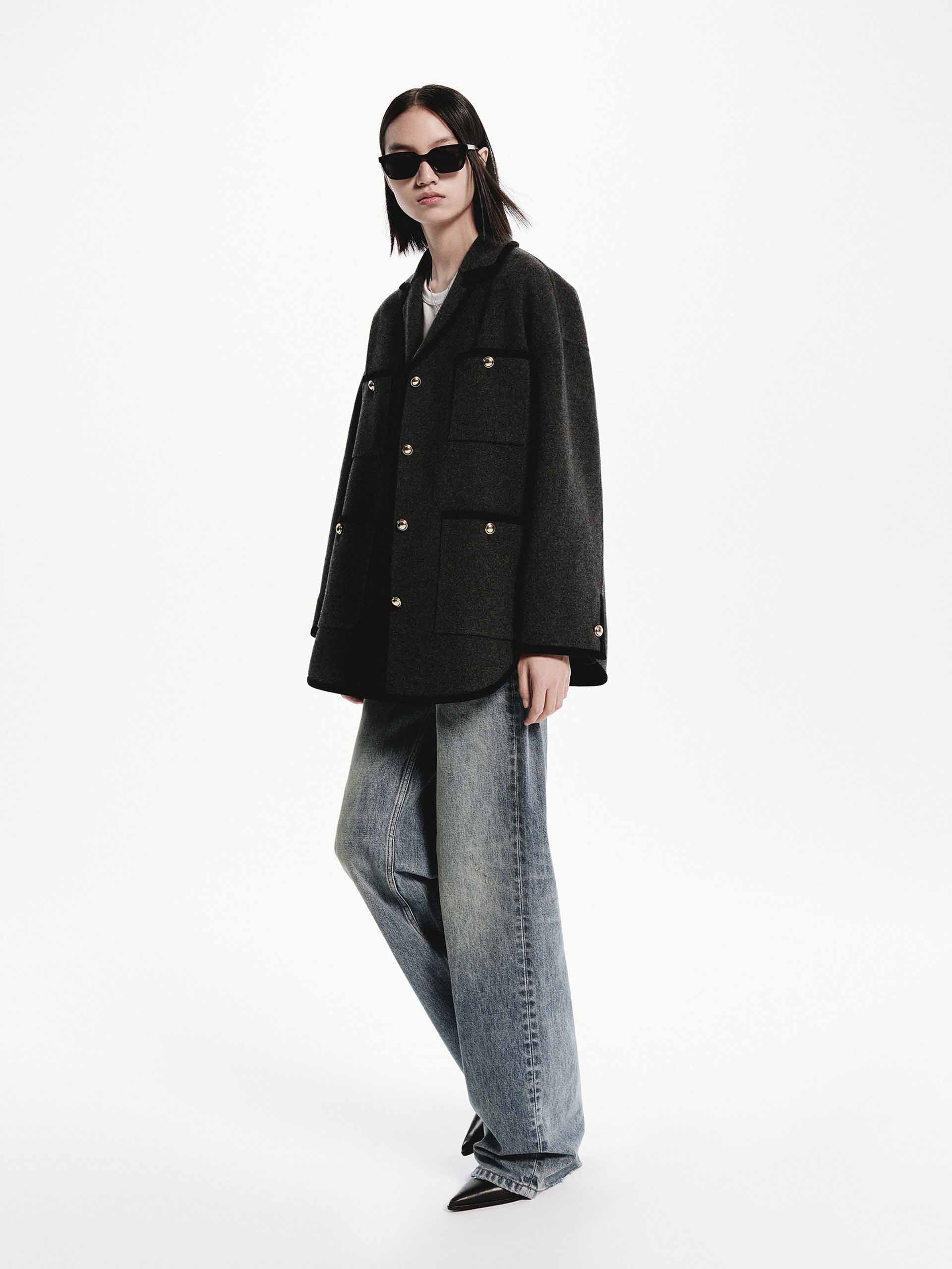 Metallic Button Wool Coat - Image 10