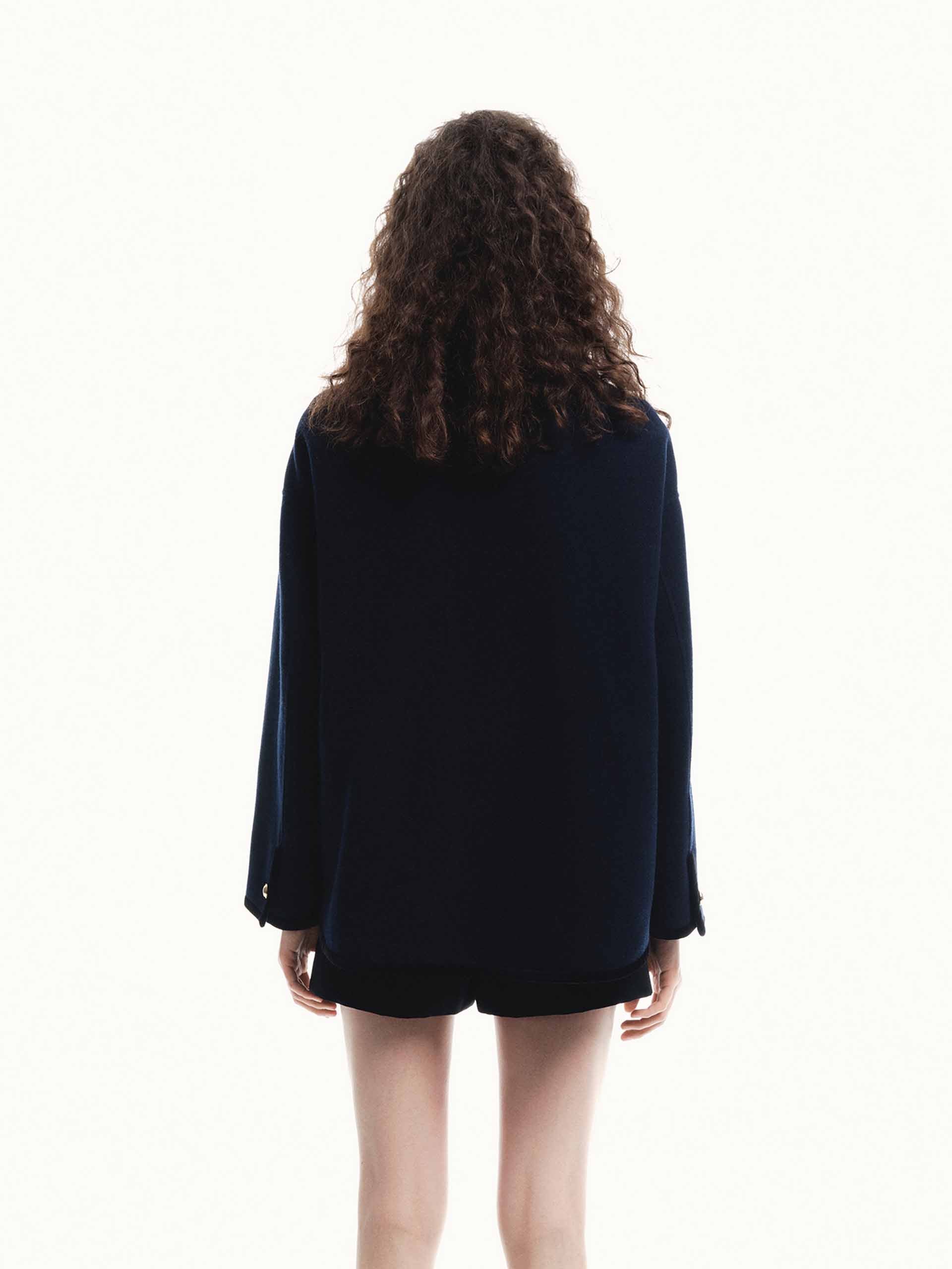 Metallic Button Wool Coat - Image 7