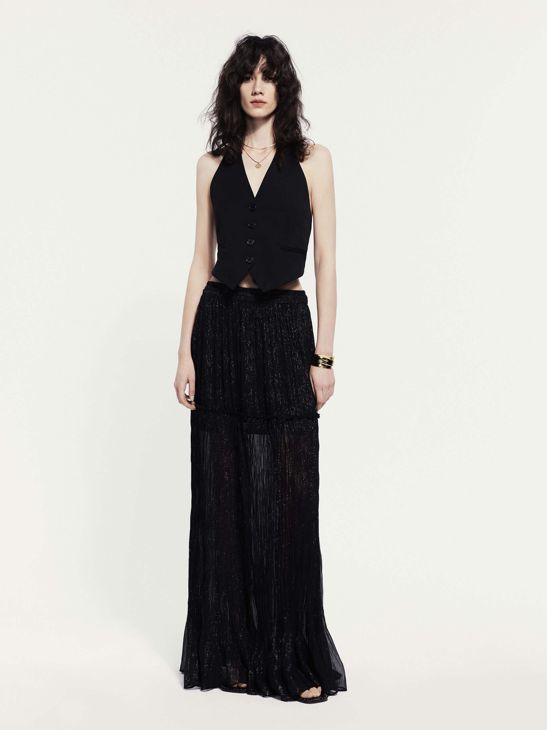 Metallic Textured Maxi Skirt - Image 2