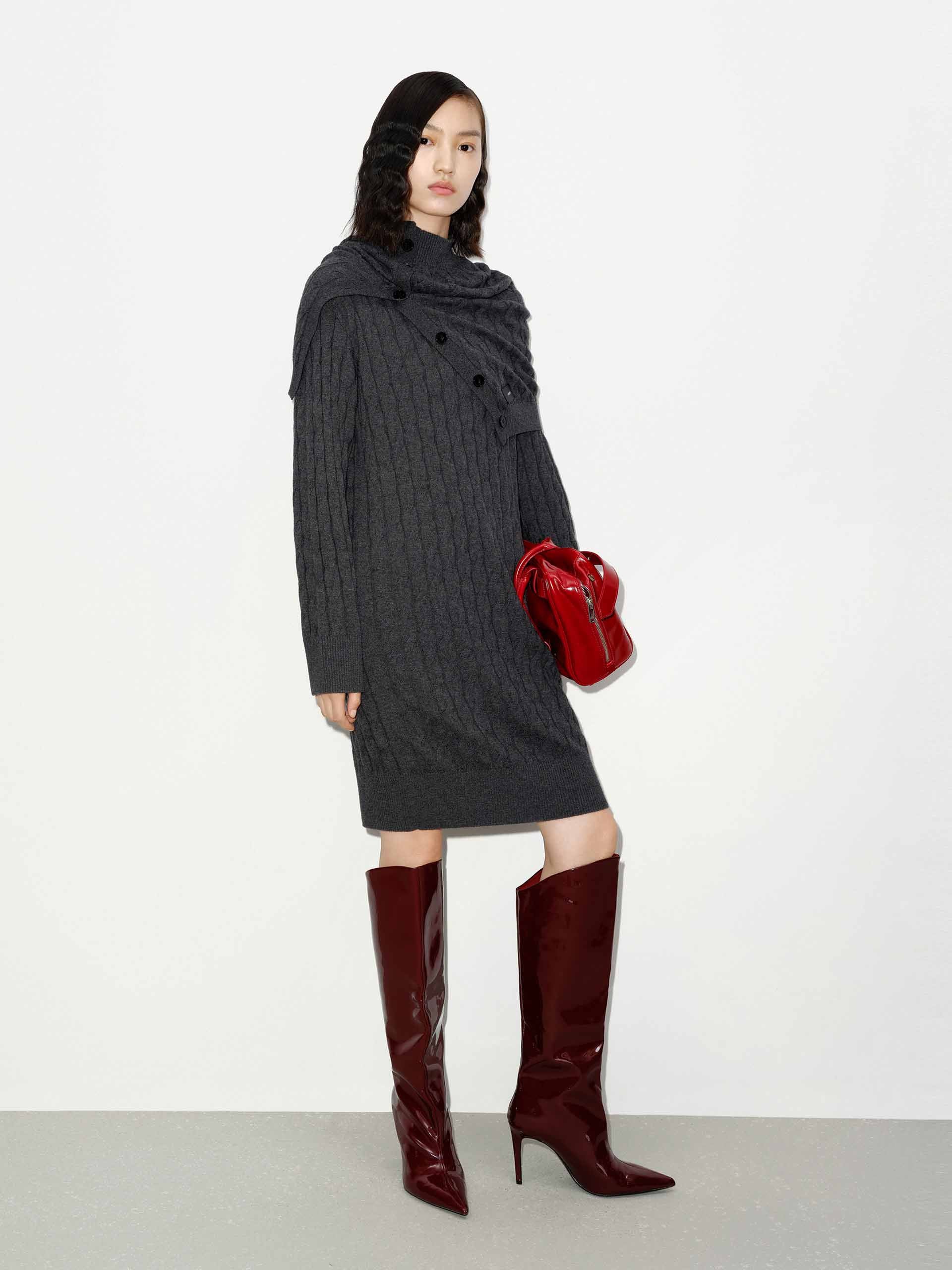 Midi Cut Knit Scarf Dress - Image 7
