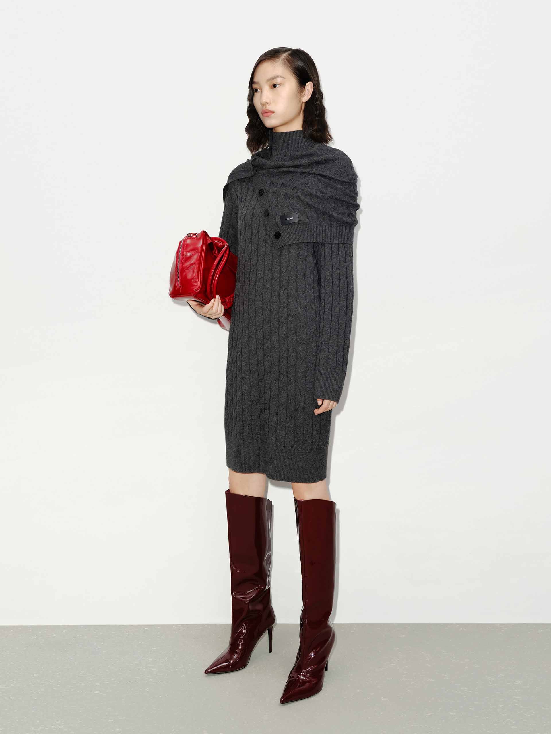 Midi Cut Knit Scarf Dress - Image 8