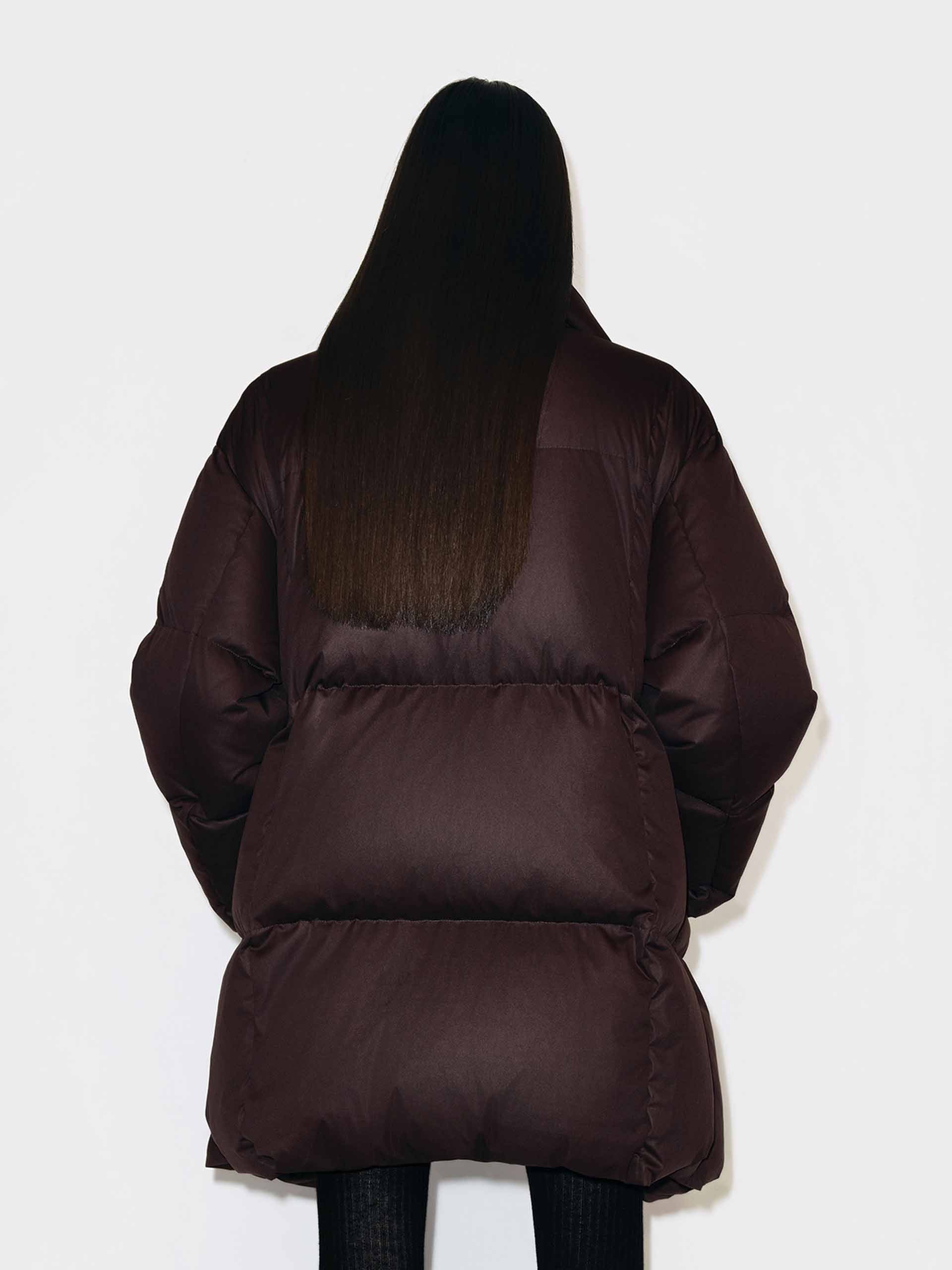 Midi Length Brown Down Jacket - Image 6