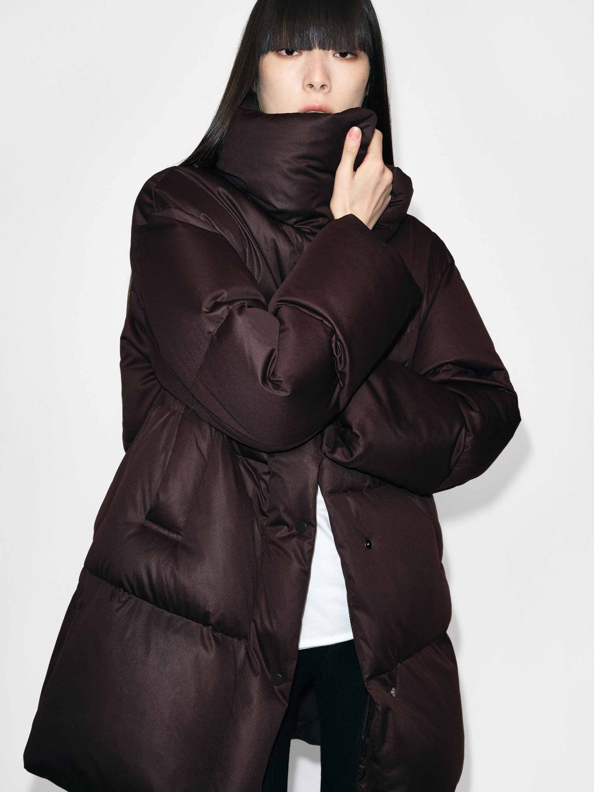 Midi Length Brown Down Jacket - Image 7