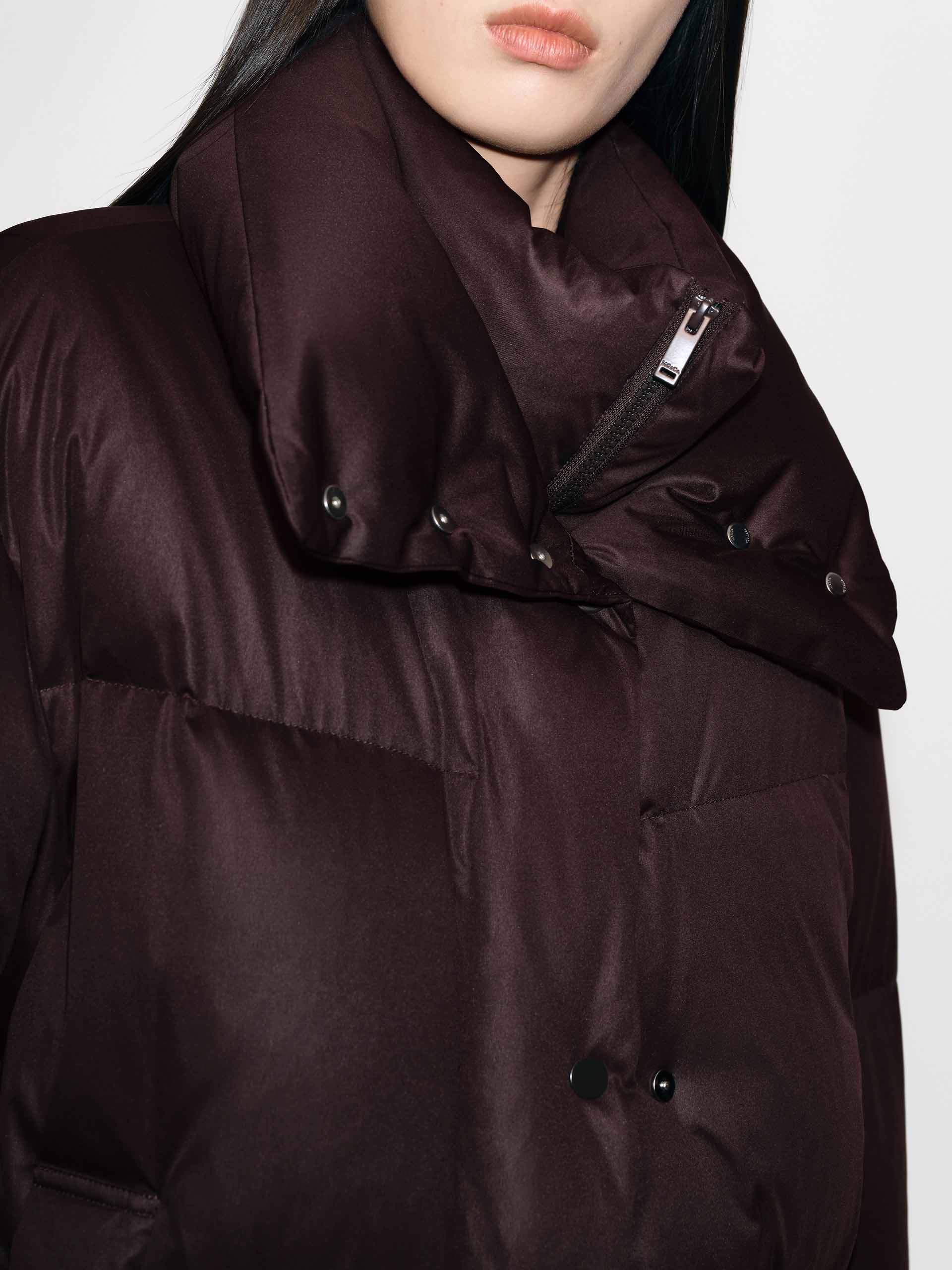 Midi Length Brown Down Jacket - Image 9