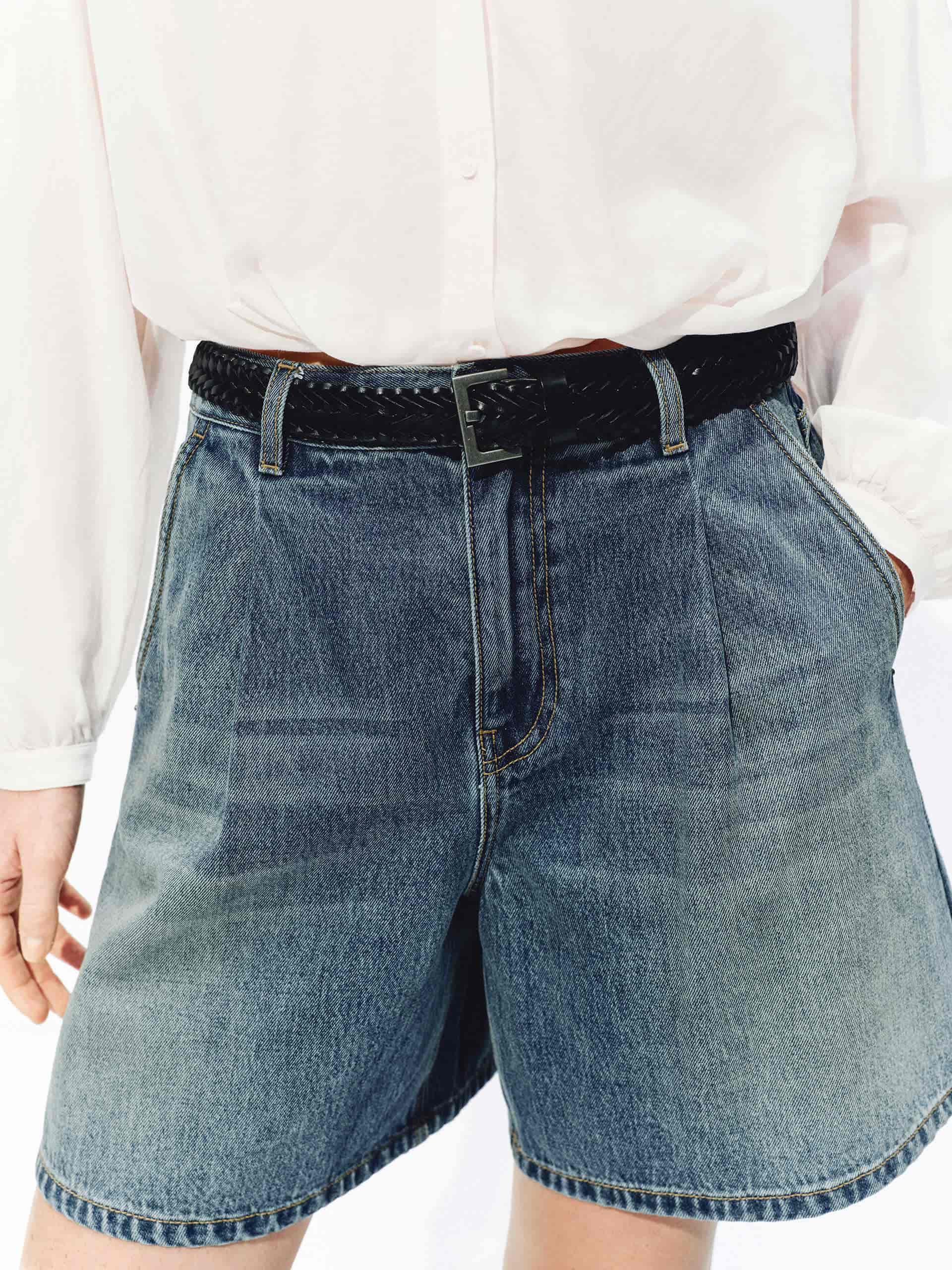 Midi Length Cotton Denim Shorts - Image 6