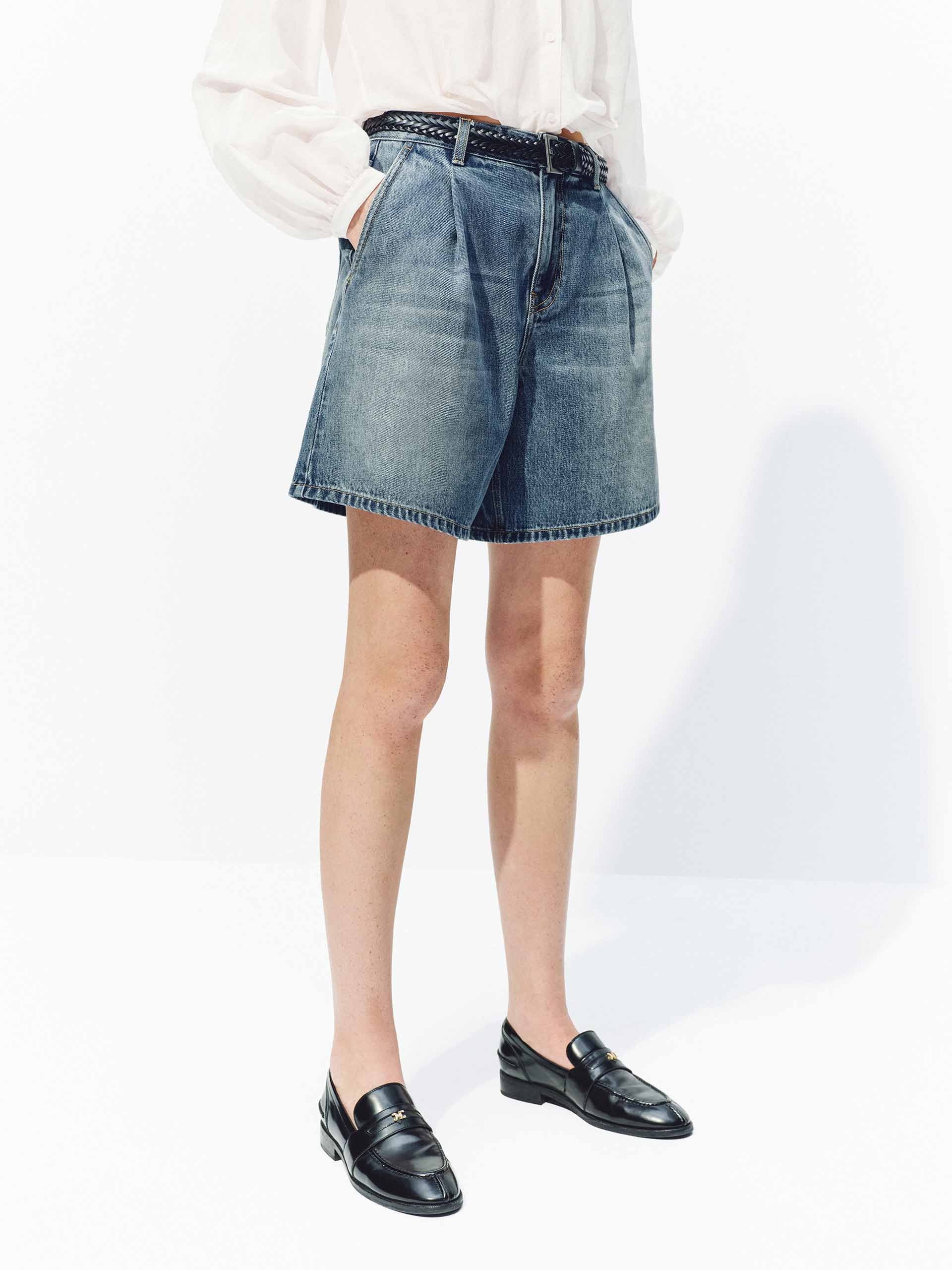 Midi Length Cotton Denim Shorts - Image 7