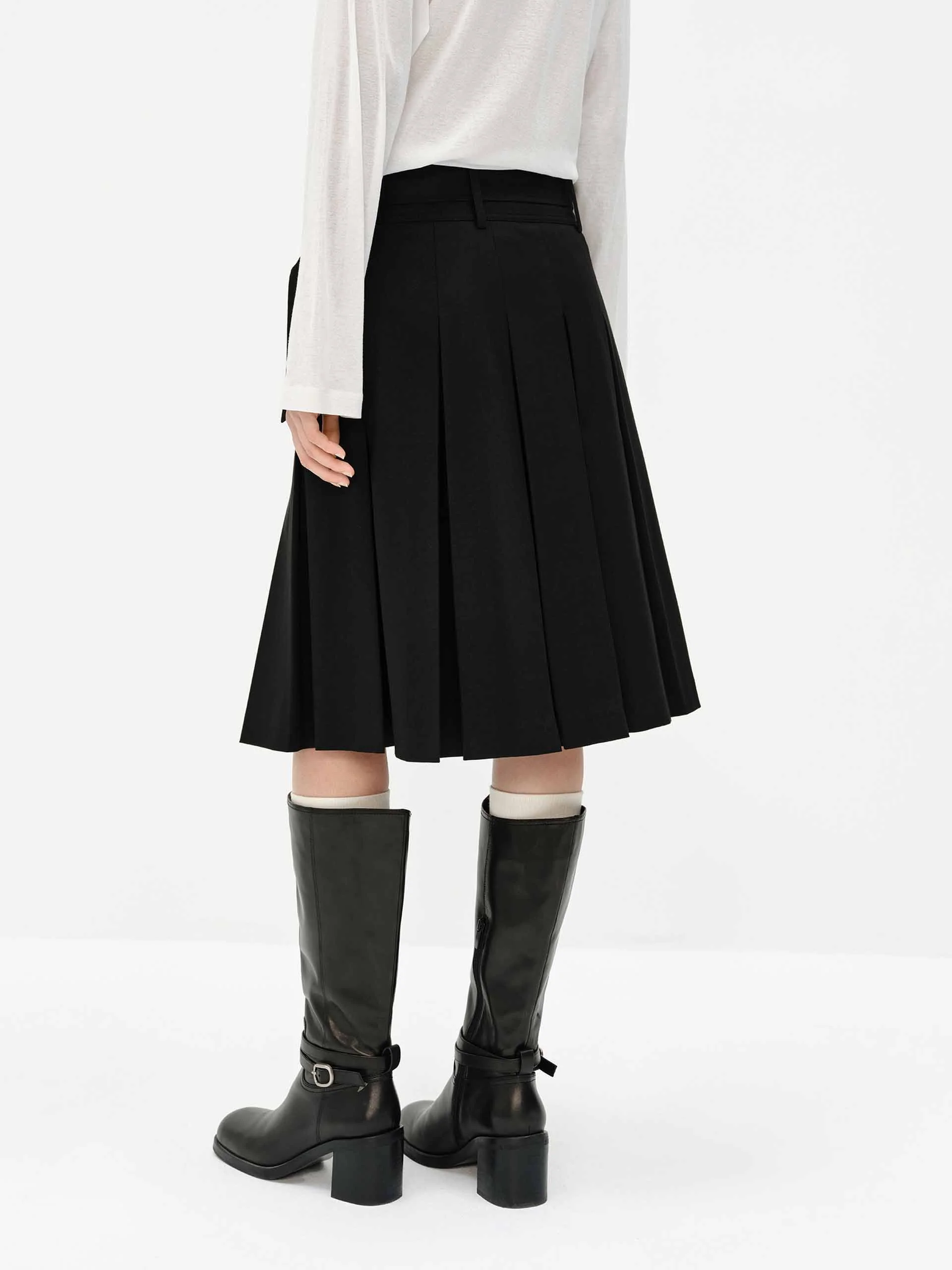 Midi Length Pleated Skirt - Image 3