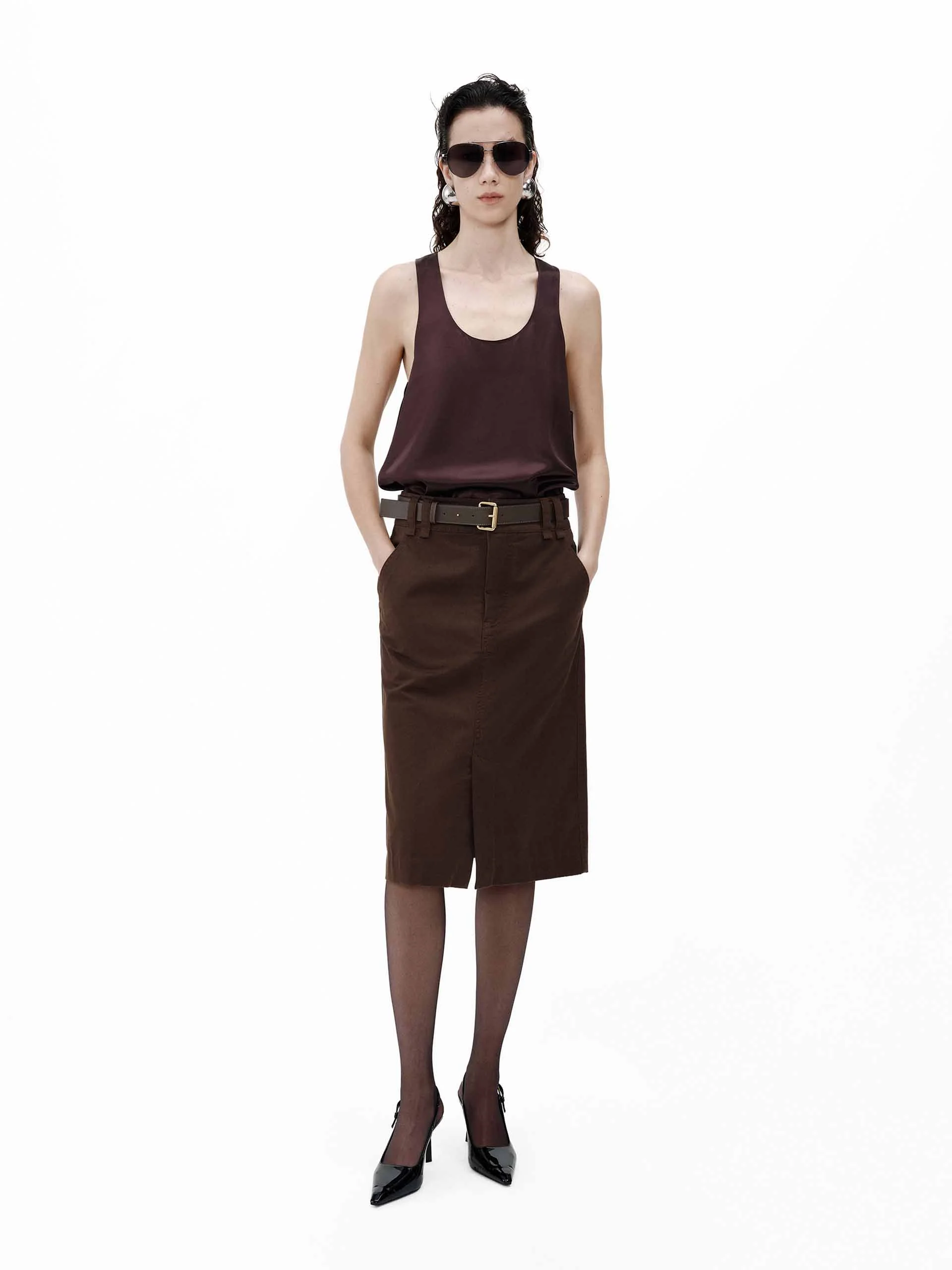 Midi Length Straight Skirt - Image 2