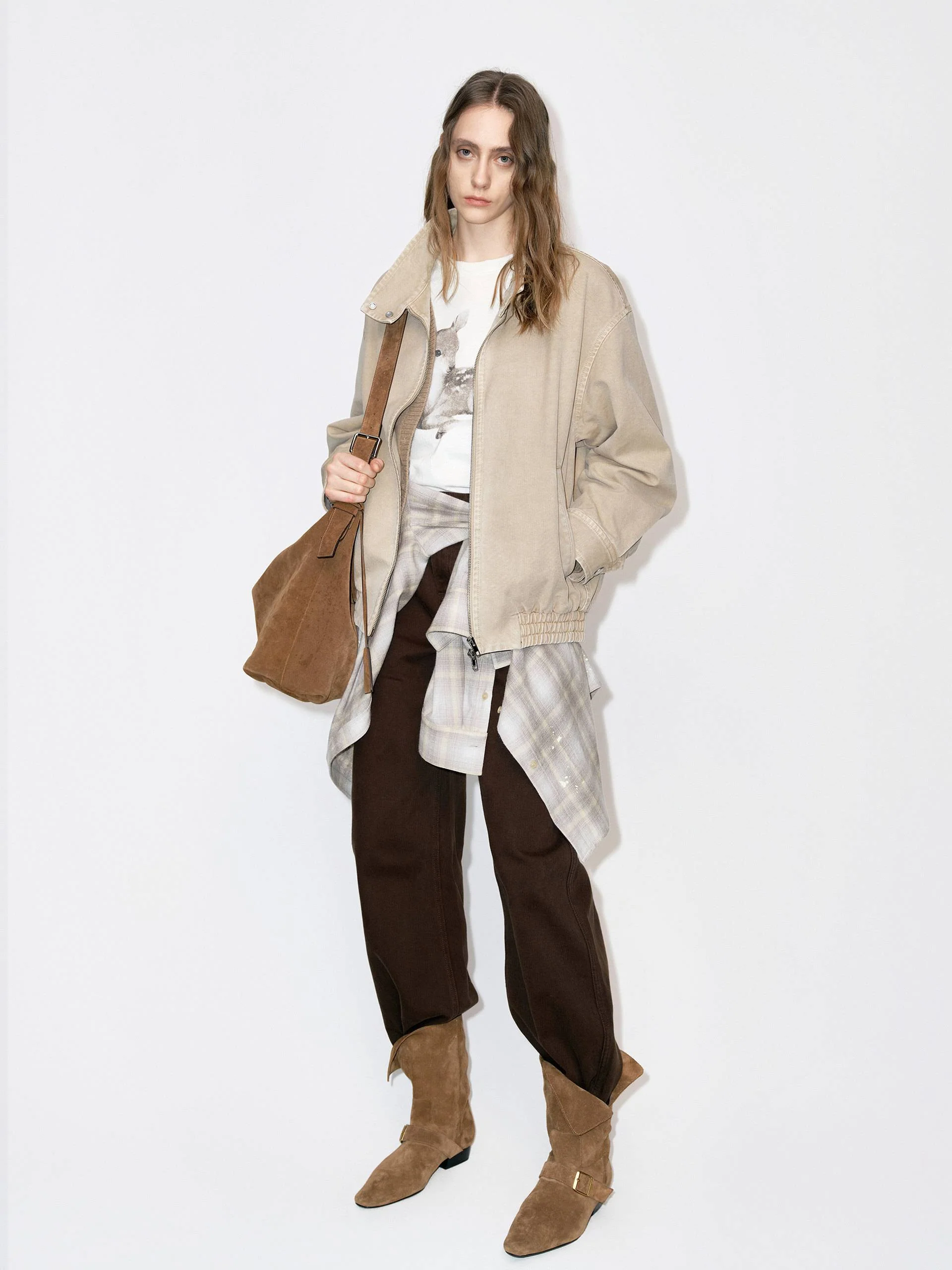 Mock Neck Denim Coat - Image 2