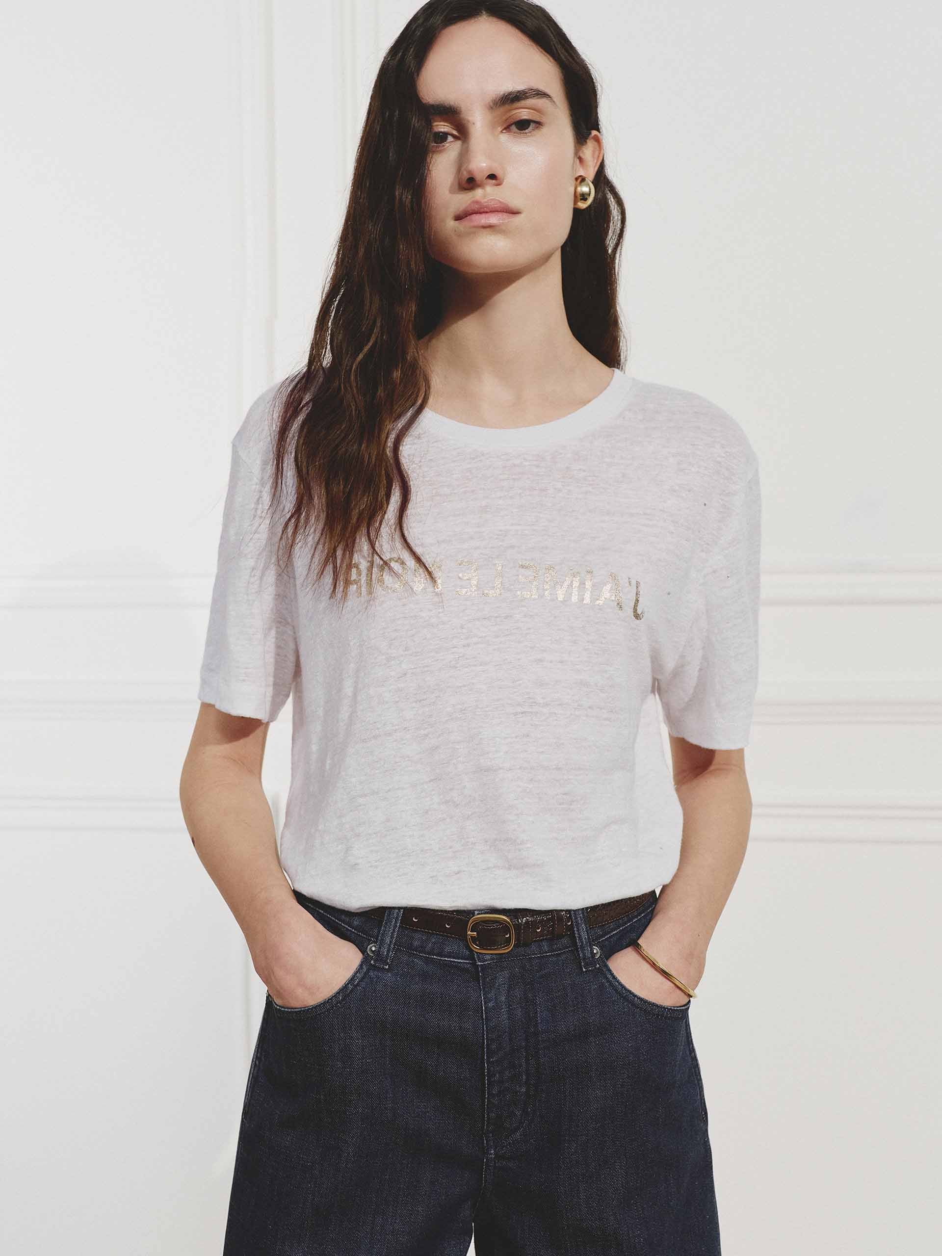 Natural Linen Printed T-shirt