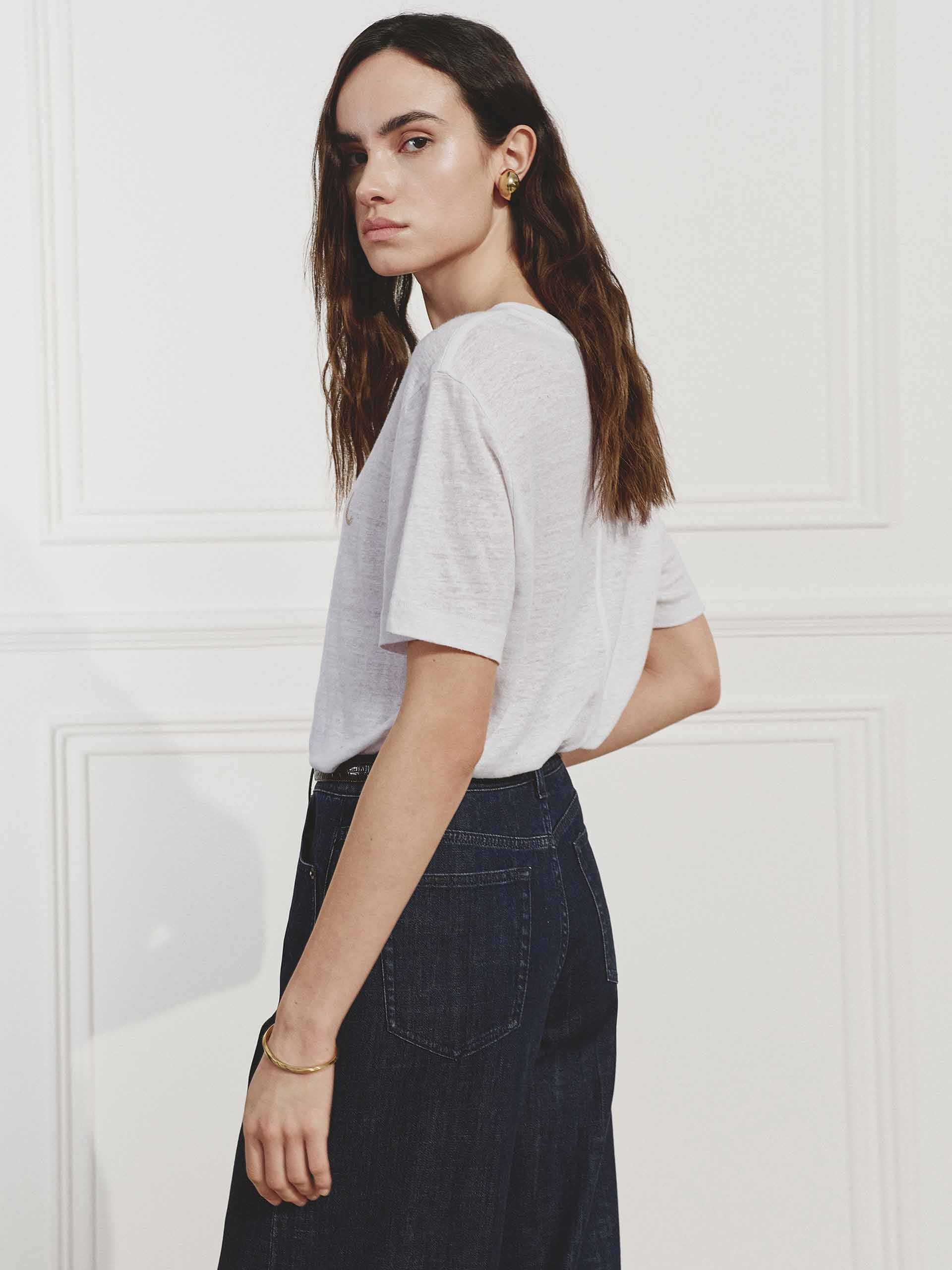 Natural Linen Printed T-shirt - Image 7