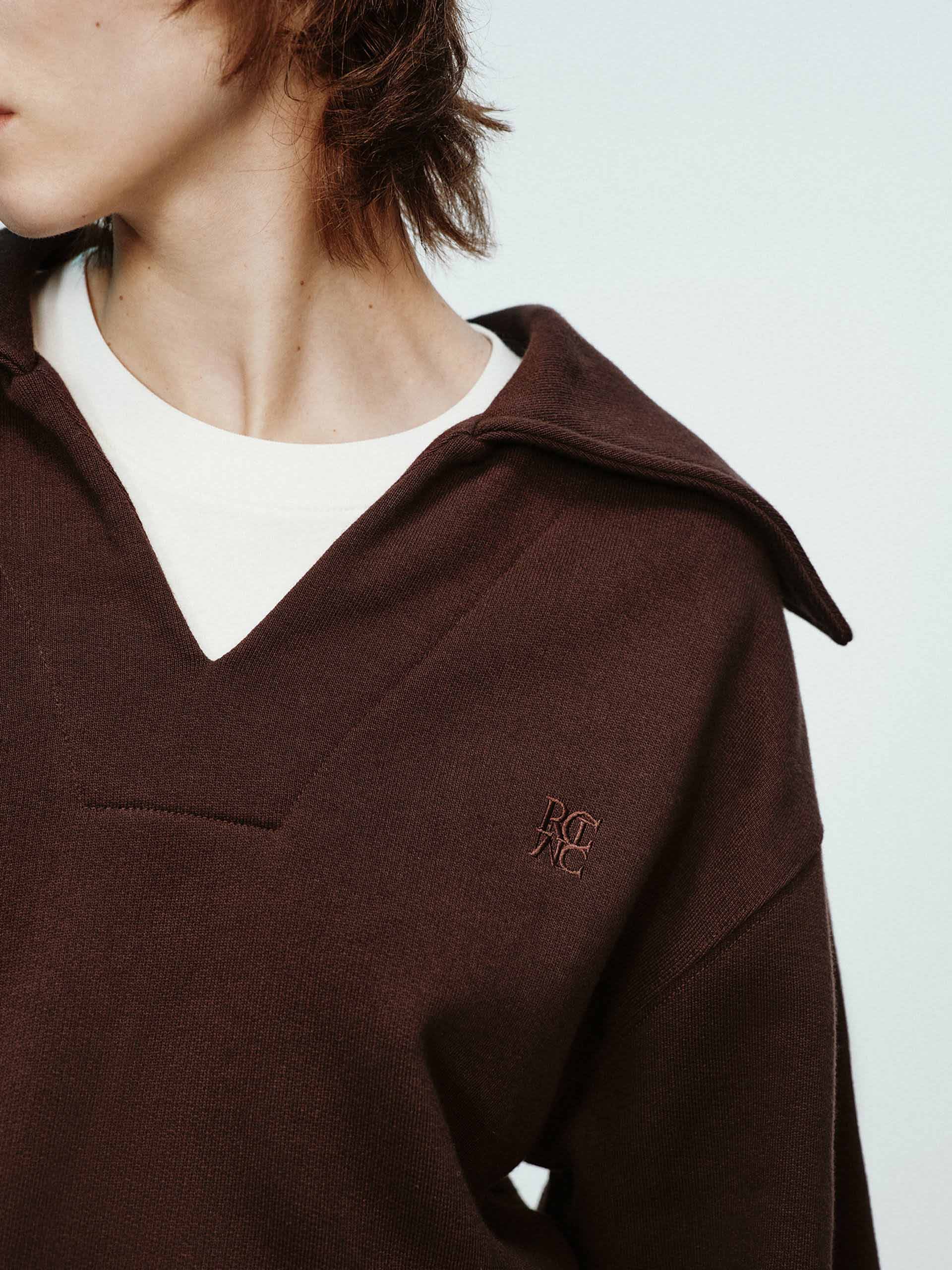 Navy Collar Cotton Sweatshirt - Image 13