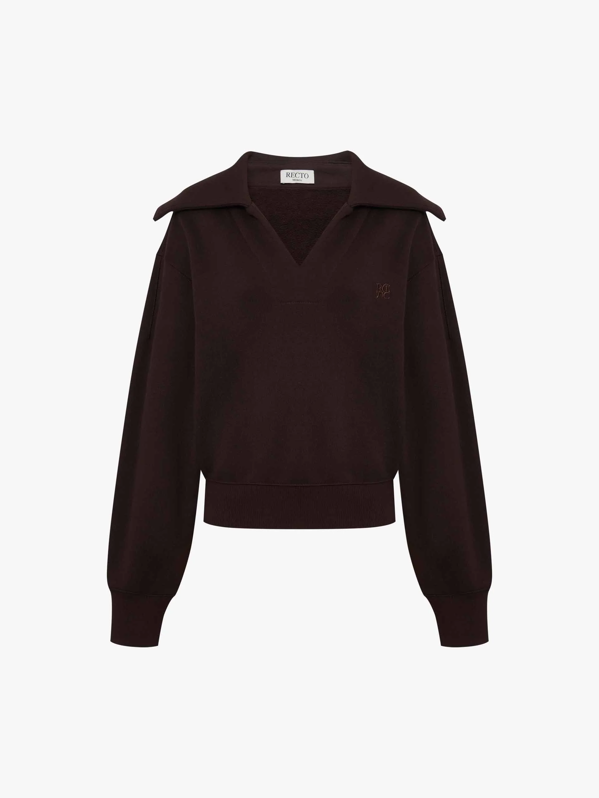Navy Collar Cotton Sweatshirt - Image 15