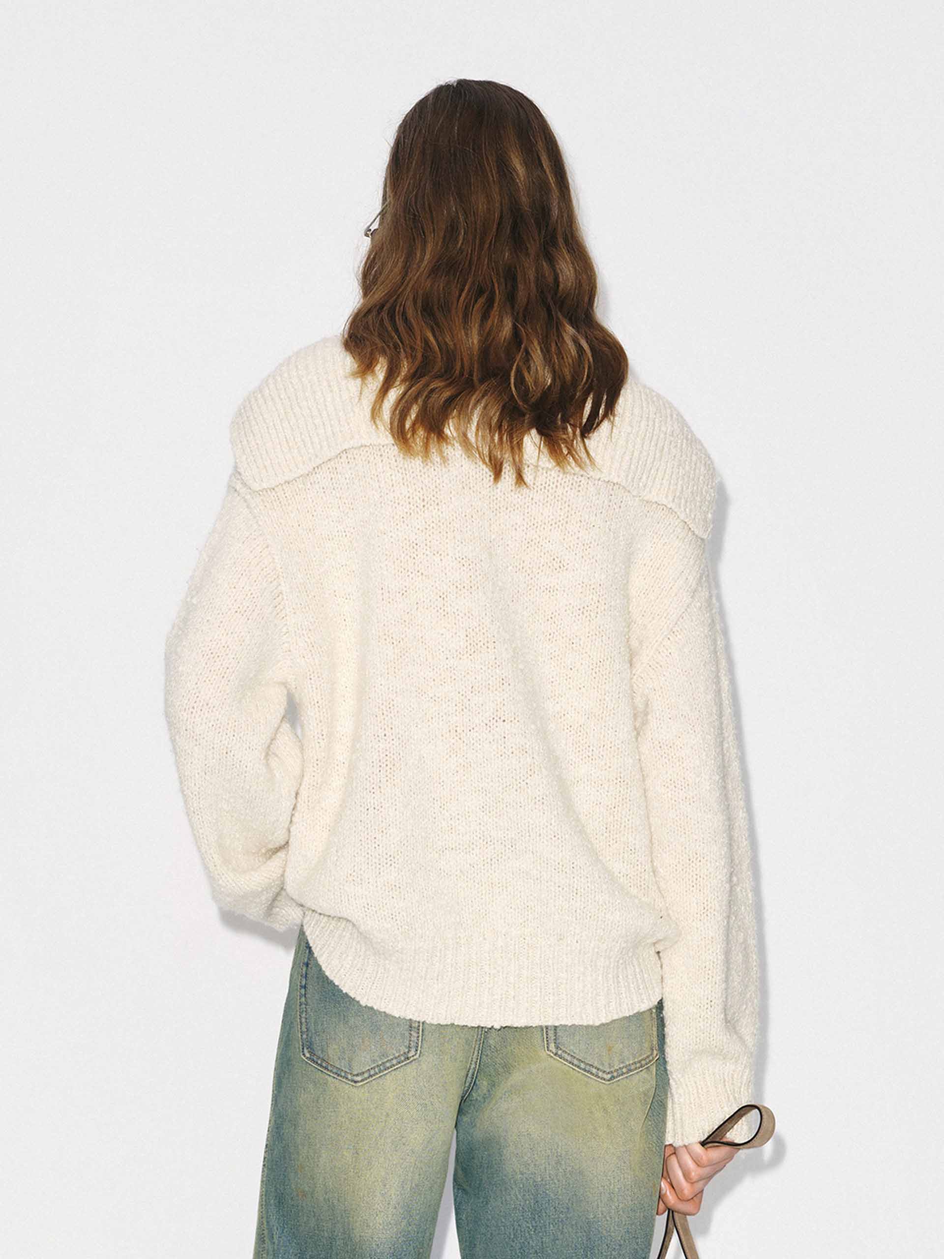 Navy Collar Knitted Sweater - Image 3