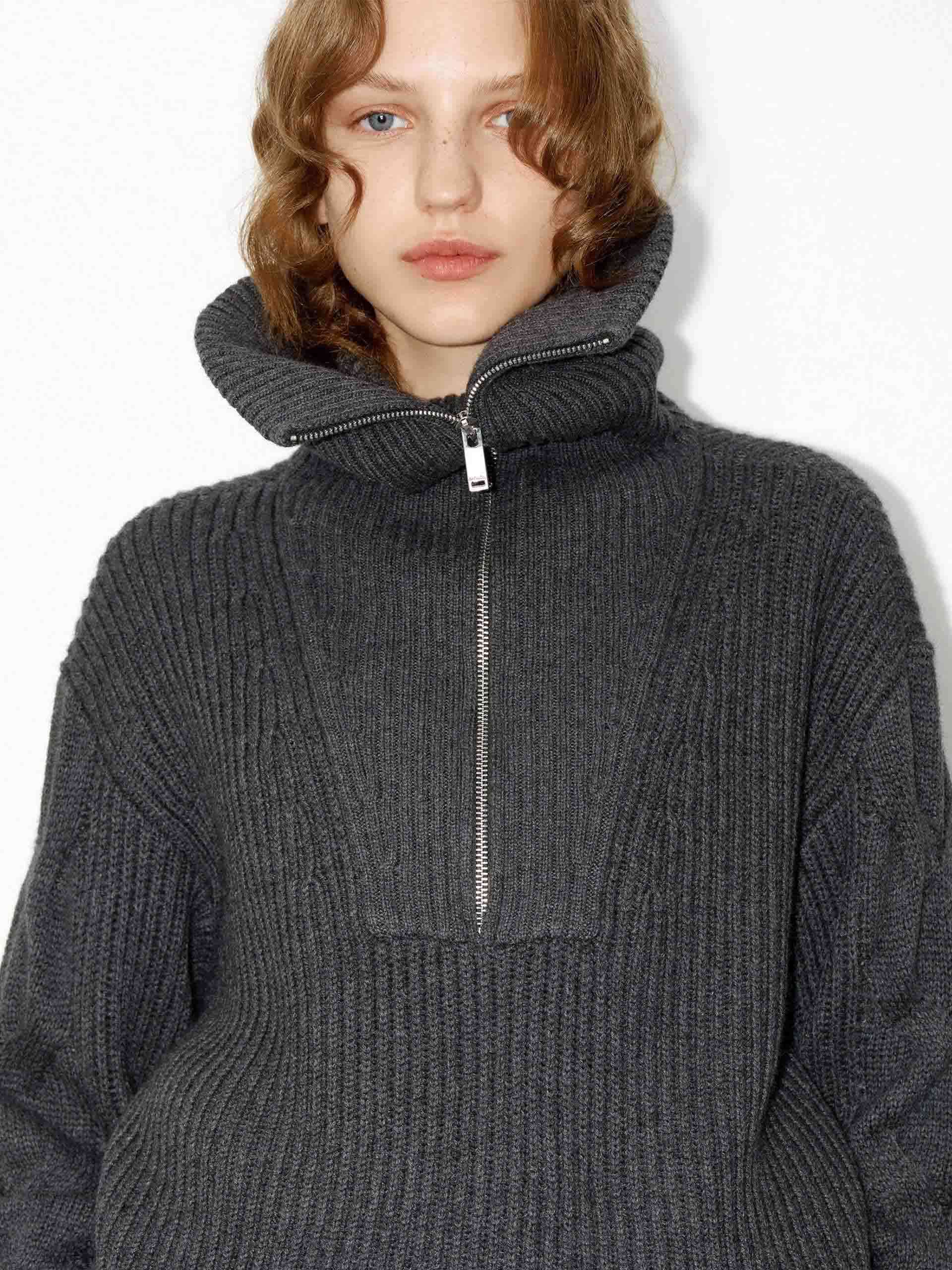 Navy Collar Ribbed Knit Top - Image 14