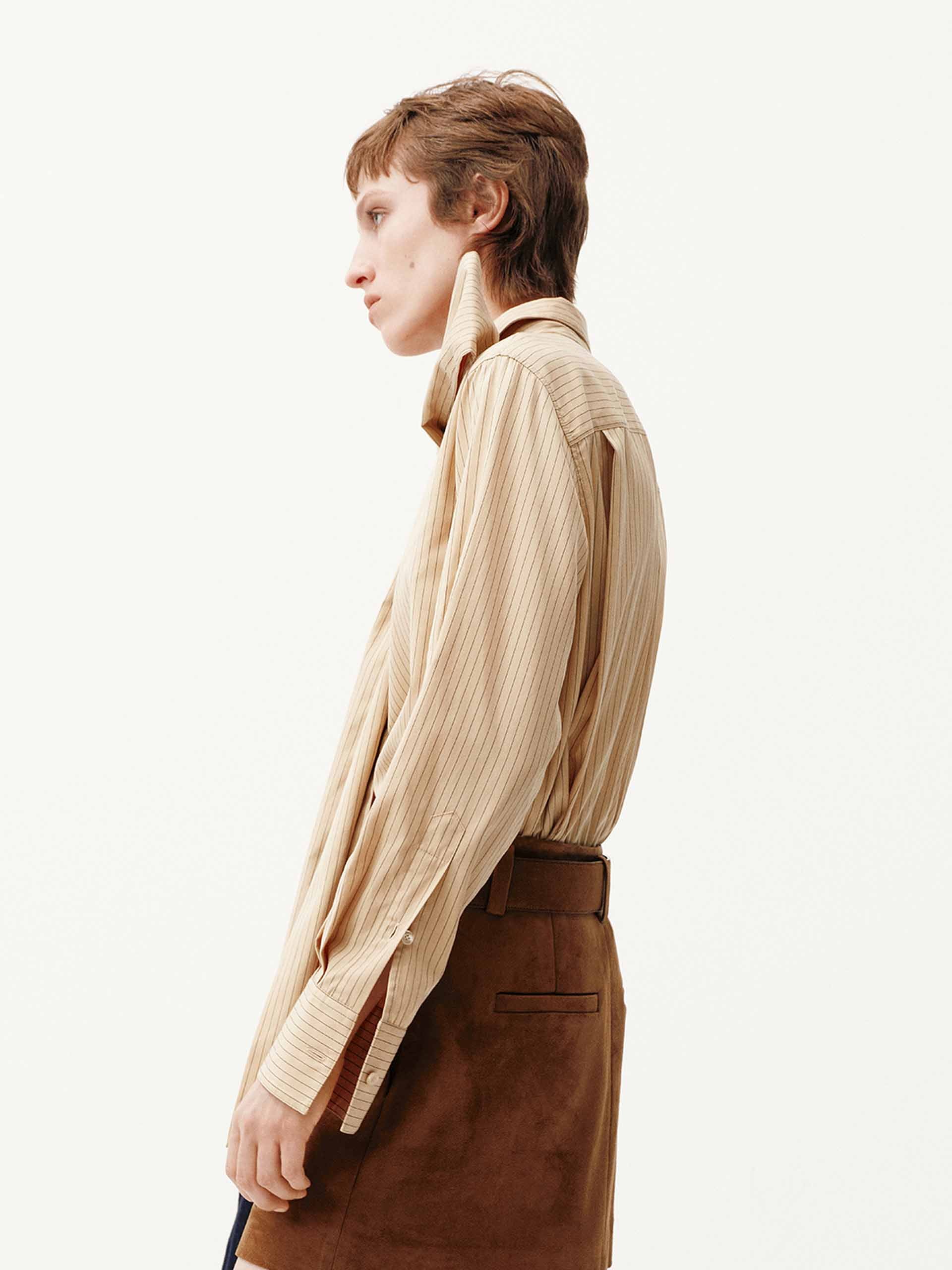 Necktie Detail Striped Shirt - Image 3