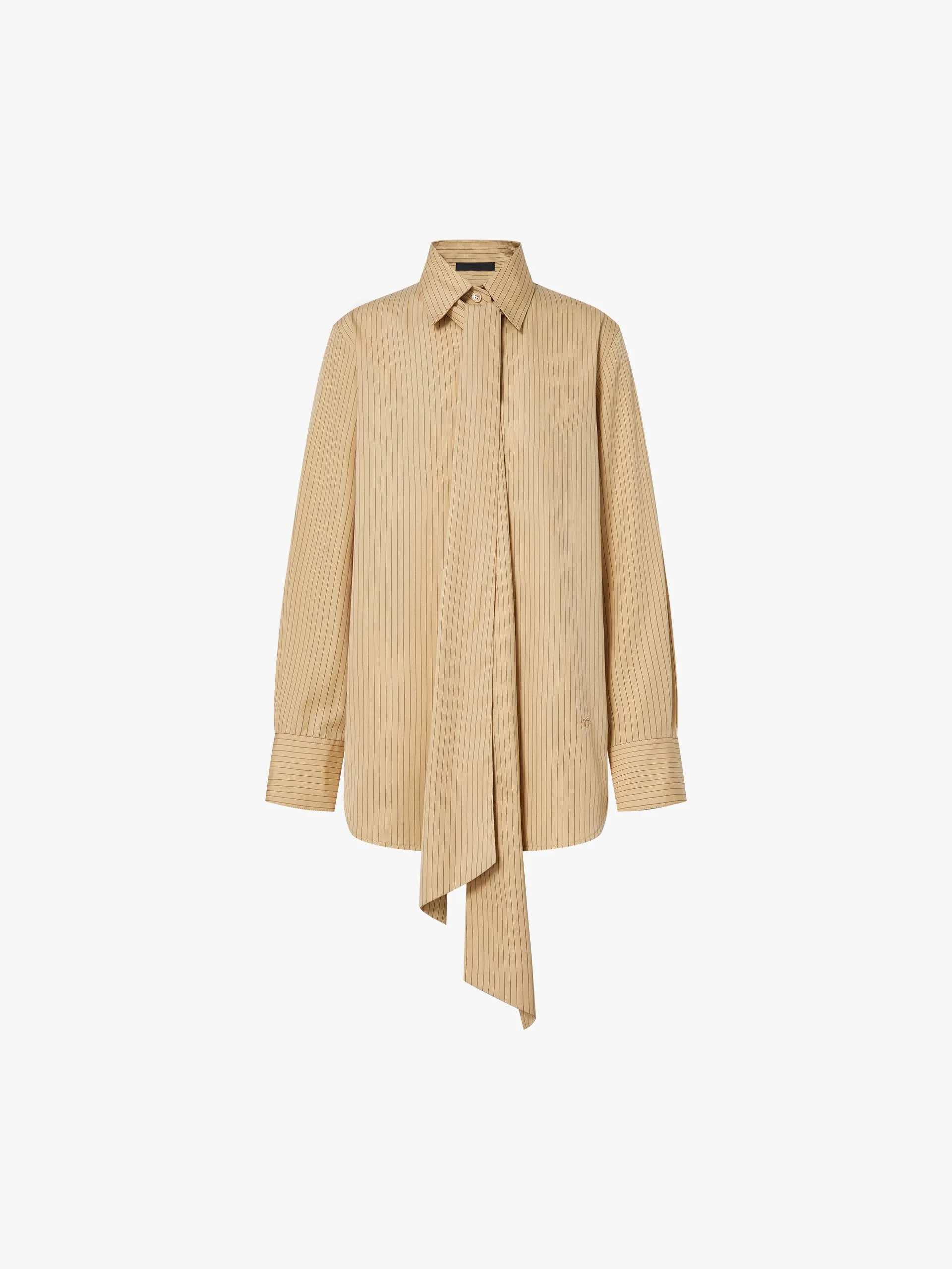 Necktie Detail Striped Shirt - Image 5