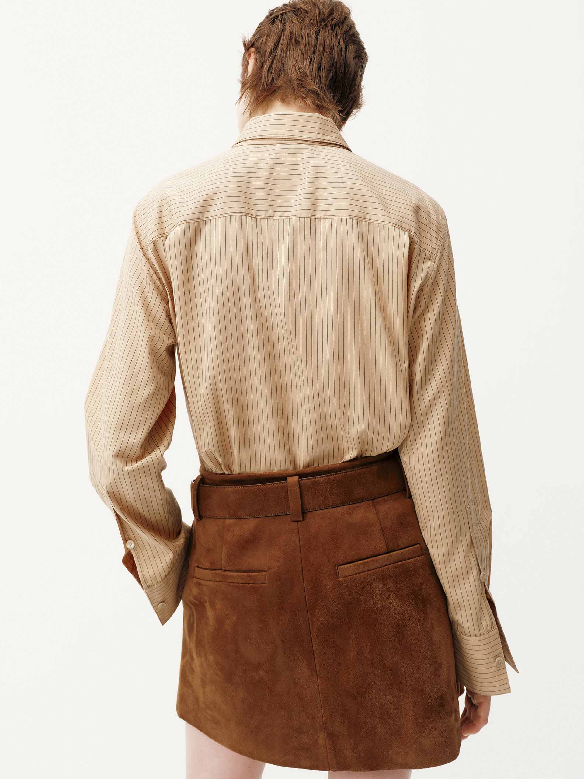 Necktie Detail Striped Shirt - Image 9