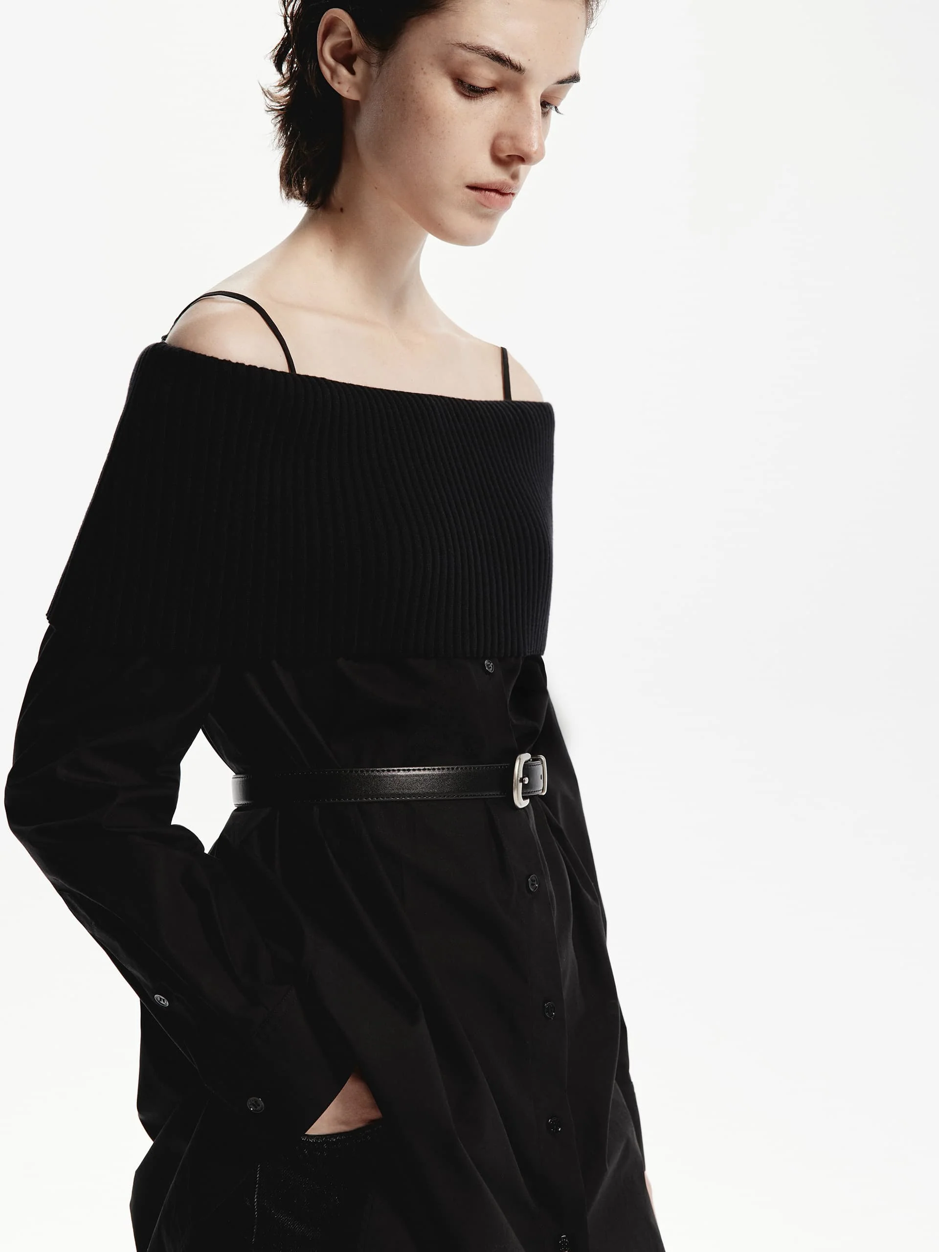 Off Shoulder Belt Dress - Image 8