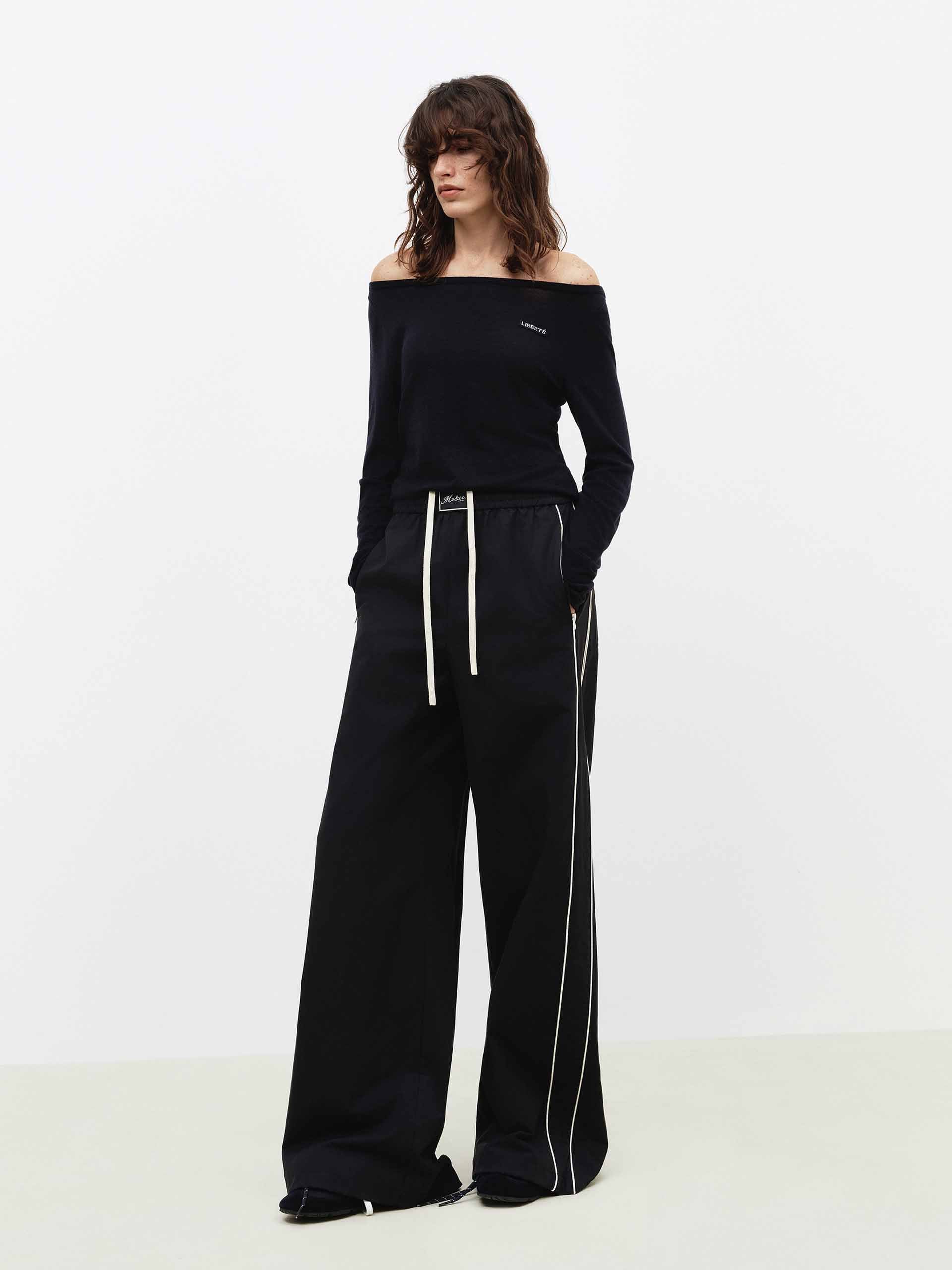 Off Shoulder Button Knit Top - Image 2
